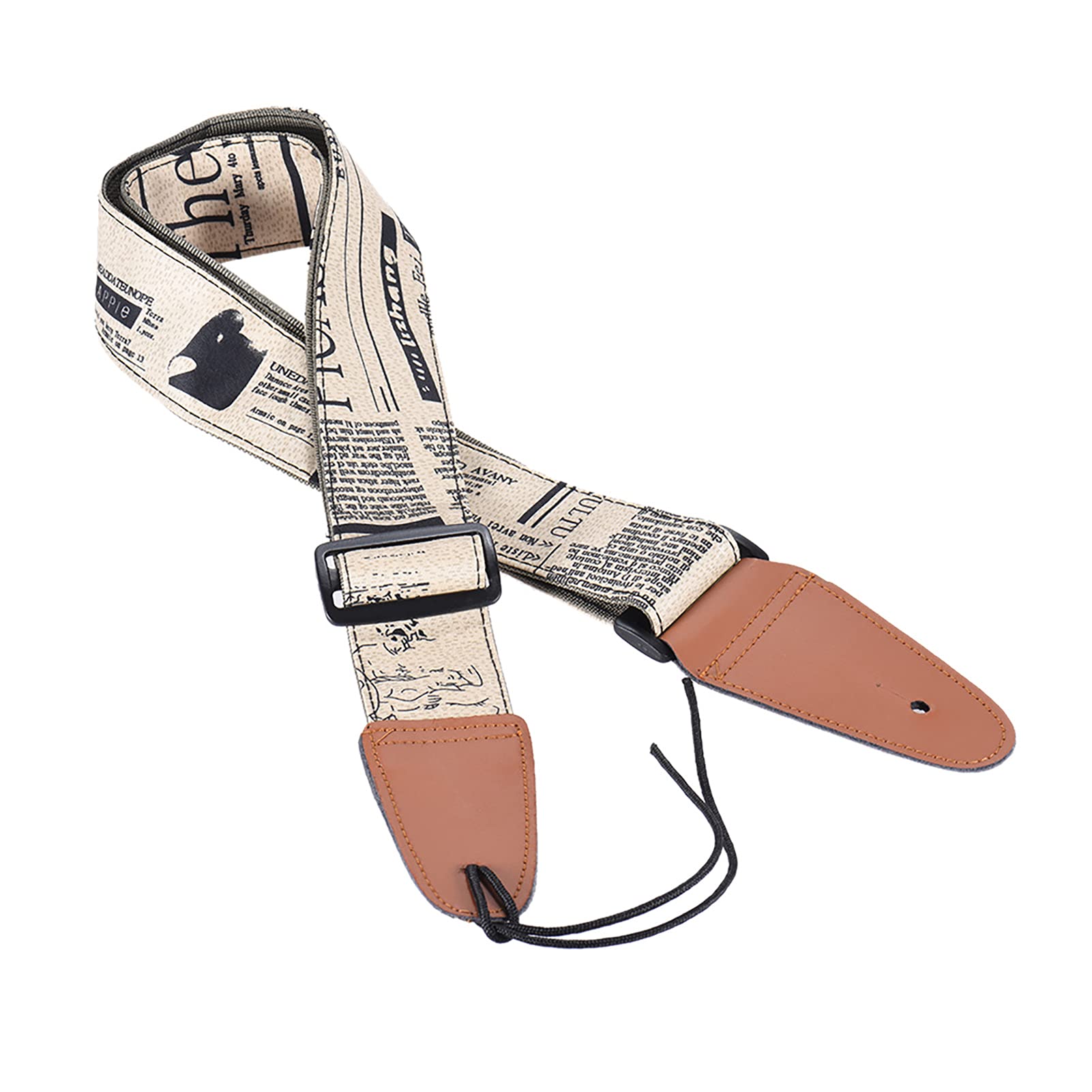 Honeytecs Comfortable Adjustable Guitar Shoulder Strap Synthetic Leather Ends for Acoustic Folk Classic Electric Guitars Bass
