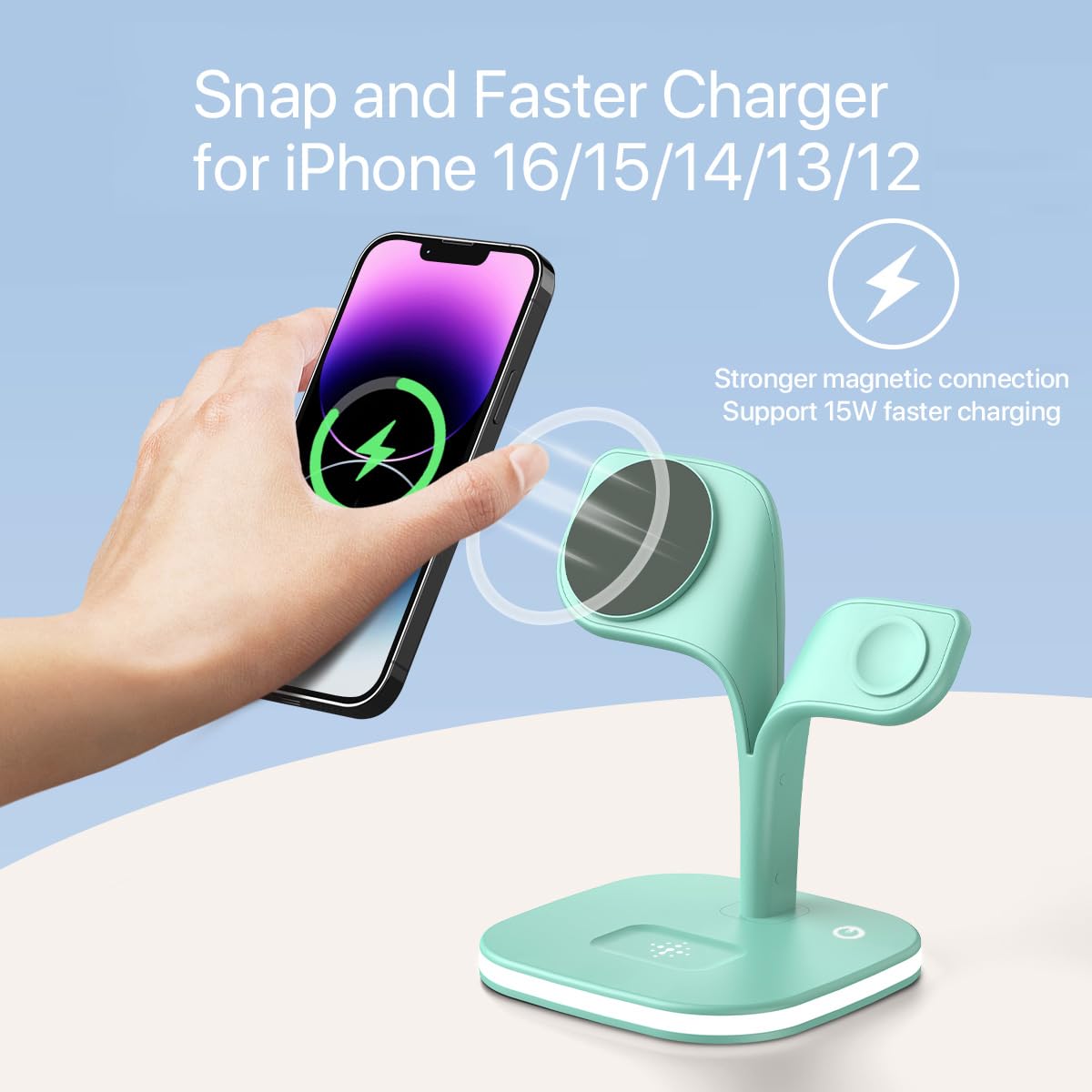 Exw Charging Station, Magnetic Wireless Charger, 5 In 1 Fast Mag Safe Wireless Charger Stand For Iphone 16,15 14,13,12 Pro/Max/M