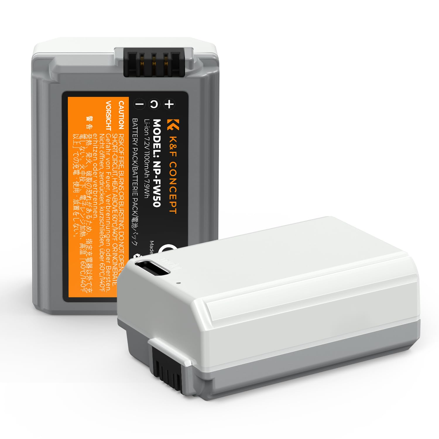 K&F Concept 2 Pack Np Fw50 Battery With Type C Fast Charging For Sony Zv E10, Alpha 7, A7, A7Ii, A7Rii, A7Sii, A7S, A7S2, A7R, A