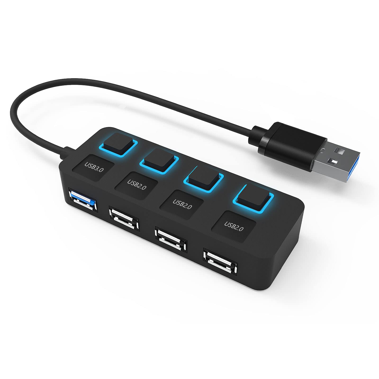 Usb 3.0 Hub,4 Port Mini Usb Hub 3.0,2.0 Hub With Individual Led Power Switches,Usb Expander For Laptop,Pc,Macbook,Flash Drive,Console, Printer,Camera,Keyborad,Mouse,And More Usb Devices
