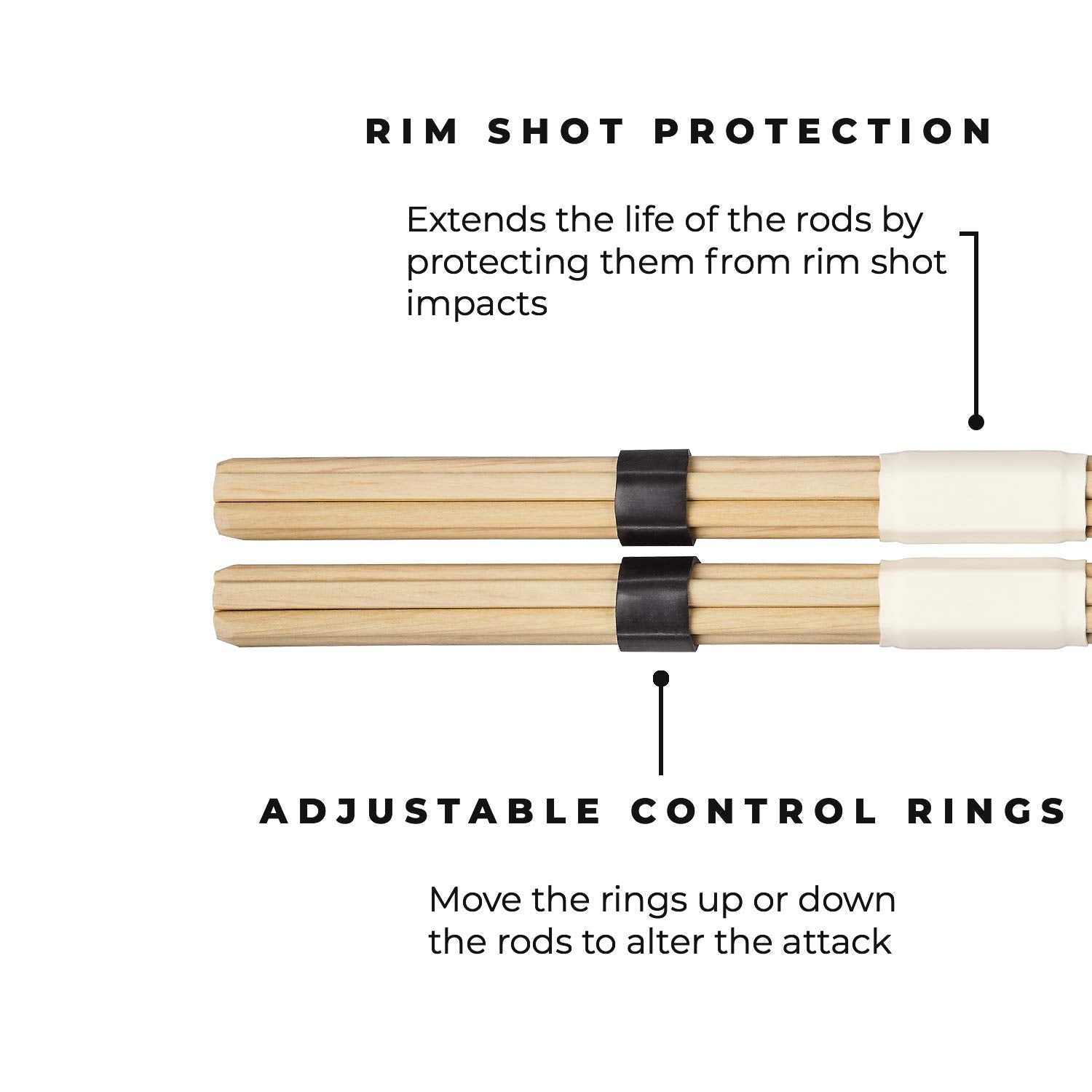 Meinl Stick & Brush Heavy Multi Rod Bundle Sticks With Solid Thick Hardwood Dowels And Adjustable Rings Made In Germany (Sb207)