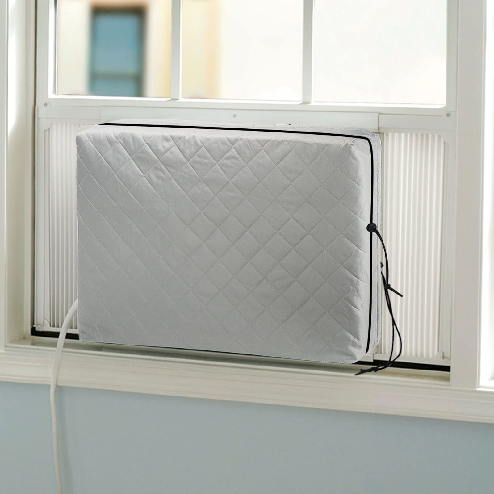 Indoor Air Conditioner Cover, Ac Unit Window Cover For Inside Double Insulation With Elastic Drawstring 21L X 15H X 3.5D Inches