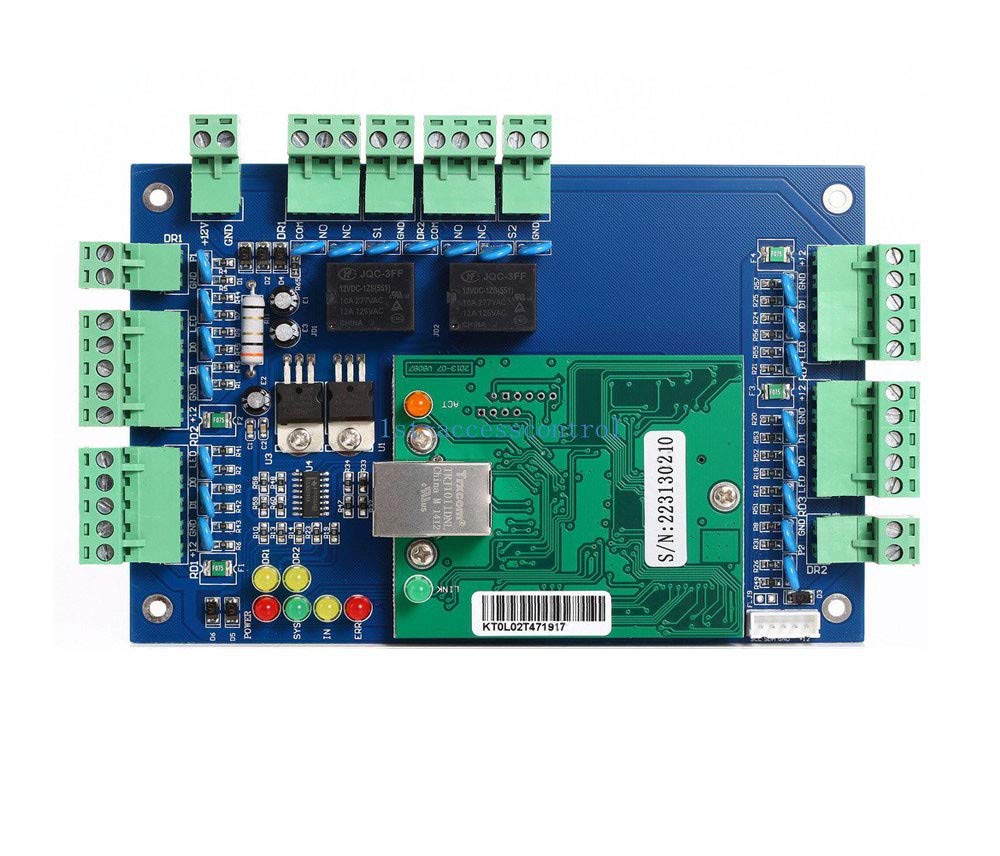 Mengqi Control Waterproof Metal Keypad Reader Tcp/Ip 2 Doors Access Control Kit Outdoor Install Magnetic Lock Metal Exit Button 110V Power Box Rfid Cards/Key Fob(Phone App Remotely Open Door)