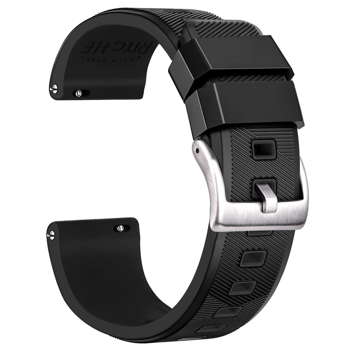 Ritche Christmas Stocking Stuffers 22Mm Silicone Watch Band Black Quick Release Rubber Watch Bands For Men Women, Valentine'S Da