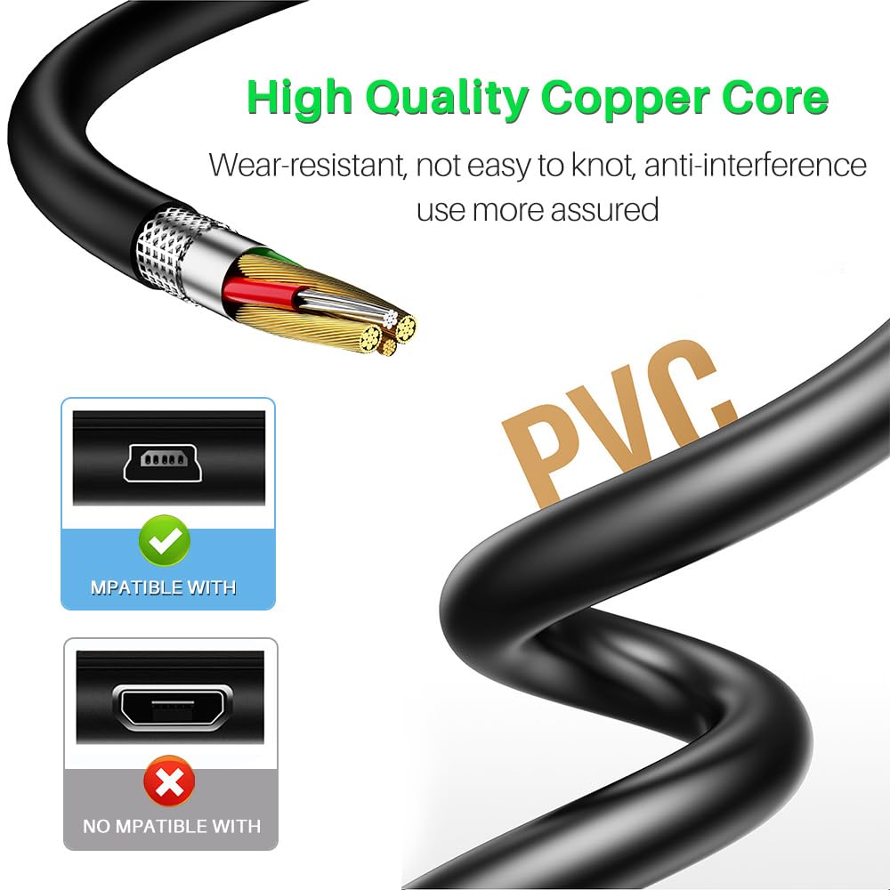 Fouceclaus Usb Power And Data Cable For Texas Instruments Calculators, 5Ft Charger Cord Compatible With Ti 84 Plus Ce, Plus C Silver Edition, Nspire Cx/Ti Cx Cas Graphing Calculators (Charger Cable)