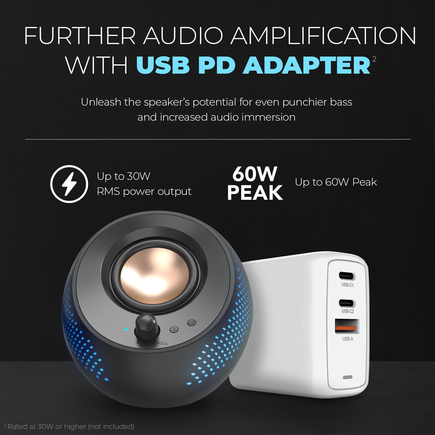 Creative Pebble X 2.0 Usb-C Computer Speakers With Customizable Rgb Lighting, Bluetooth 5.3, Usb Audio, Up To 15W Rms Power For