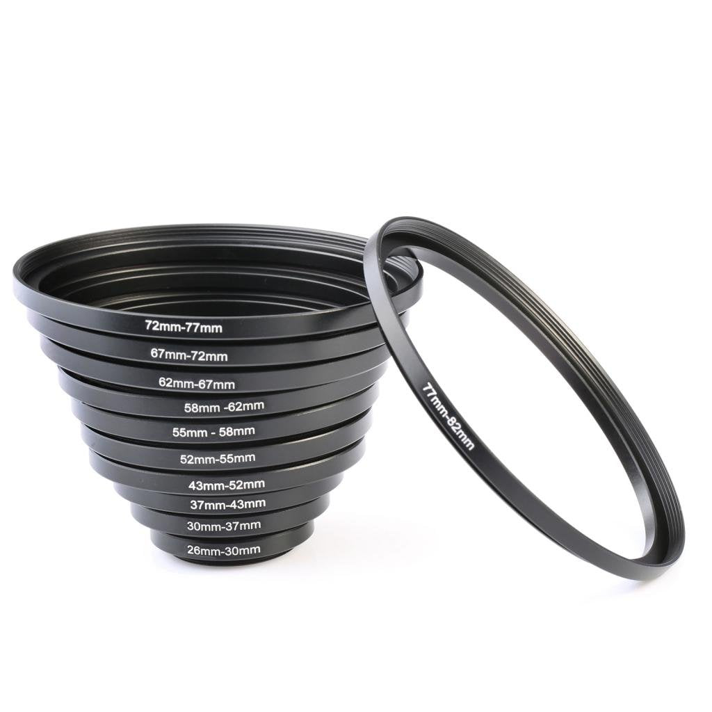 K&F Concept 11Pcs Metal Stepping Rings Step Up Ring Set 26 30Mm 30 37Mm 37 43Mm 43 52Mm 52 55Mm 55 58Mm 58 62Mm 62 67Mm 67 72Mm 72 77Mm 77 82Mm Compatible With Canon Nikon Dslr Cameras Lens