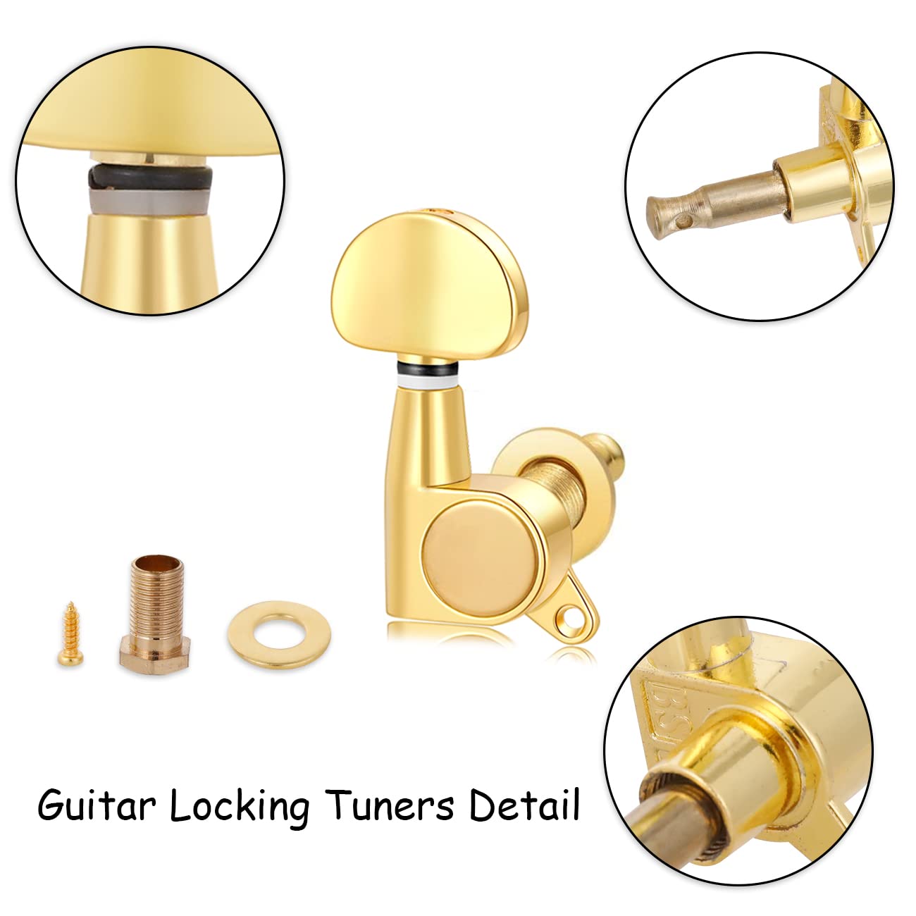 Gusnilo Guitar Tuning Pegs 6 Pcs 3L3R Acoustic Guitar Tuner Guitar Pegs Guitar Parts Guitar Machine Heads Knobs Guitar Replaceme