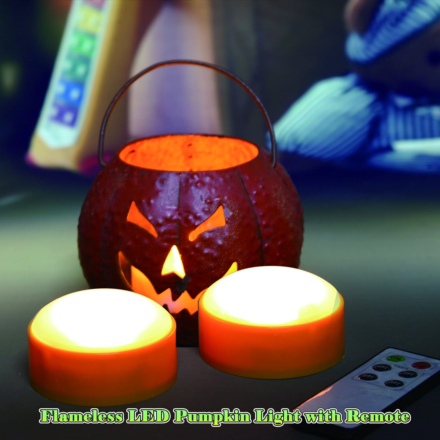 4 Pack Halloween Led Pumpkin Lights With Remote And Timers Battery Operated Jack O Lantern Lights Bright Flickering Flameless El