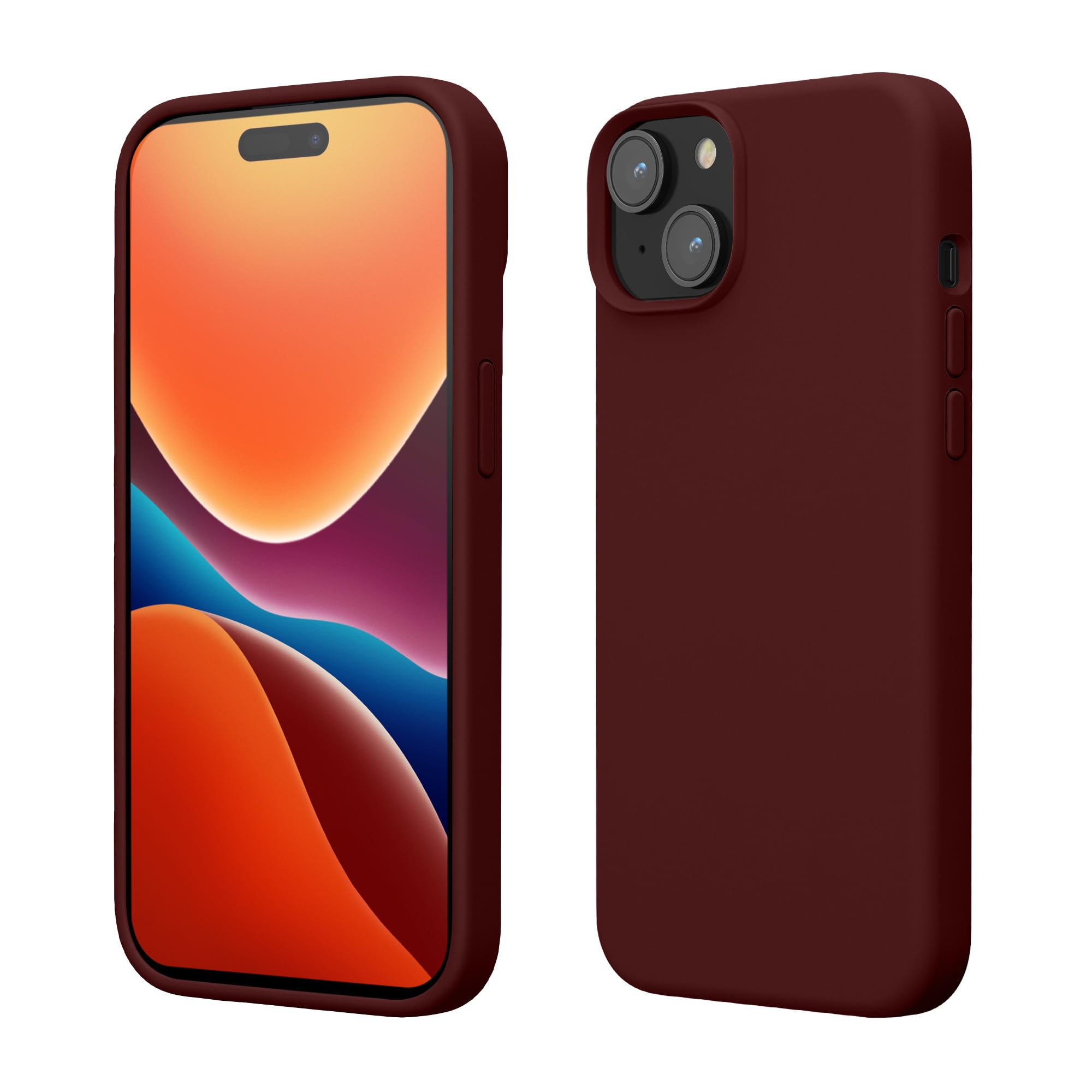 kwmobile Case Compatible with iPhone 15 Case - Slim Soft TPU Silicone Cover - Bordeaux Violet