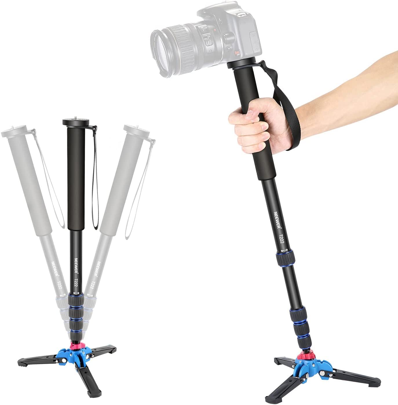 Neewer Extendable Camera Monopod With Detachable And Foldable Stand Base: Aluminium Alloy, Height 52 168 Cm For Nikon Sony Dslr;