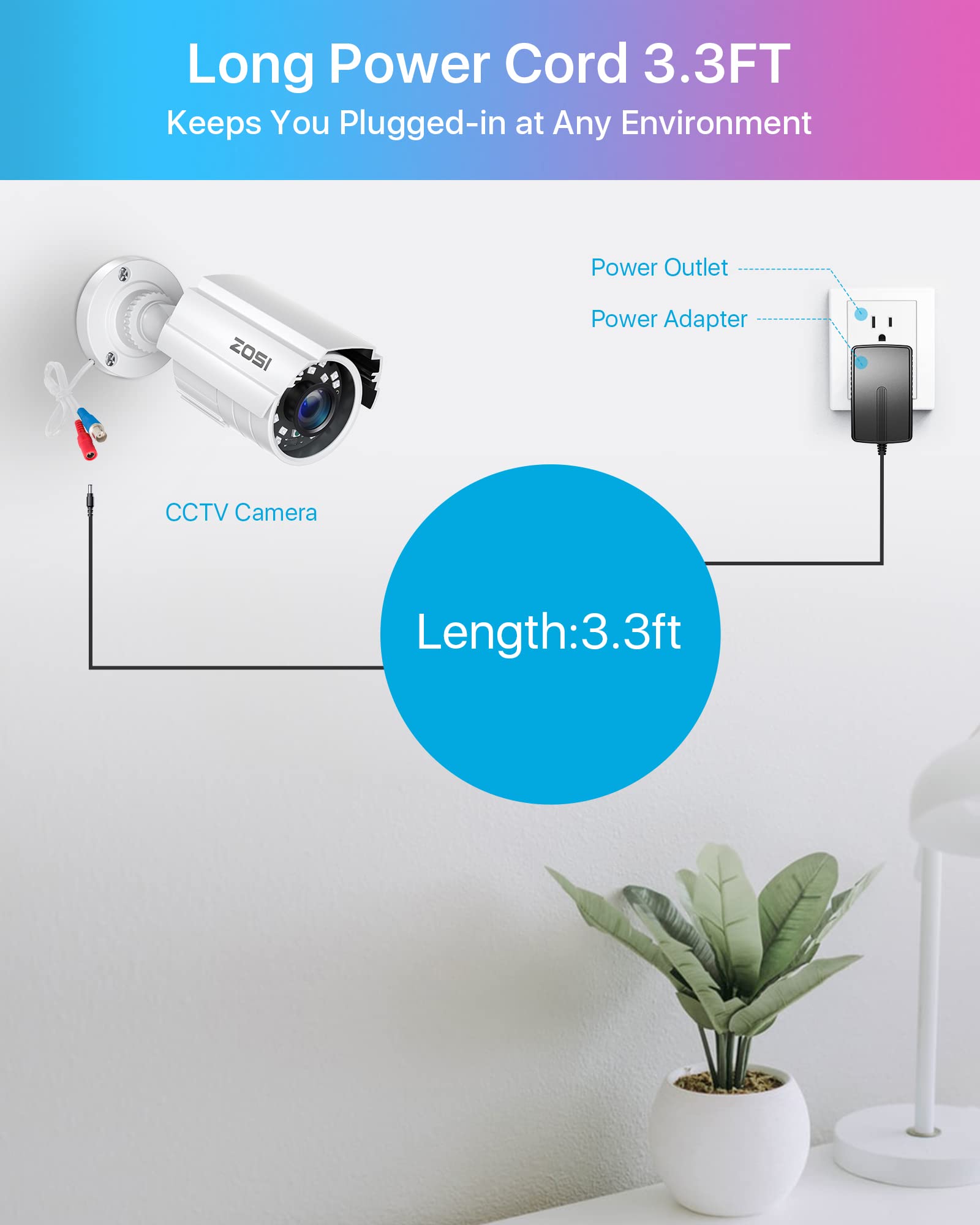 Zosi Dc 12V 2A 2000Ma Us Cctv Power Supply Adapter For Home Security Camera Surveillance System