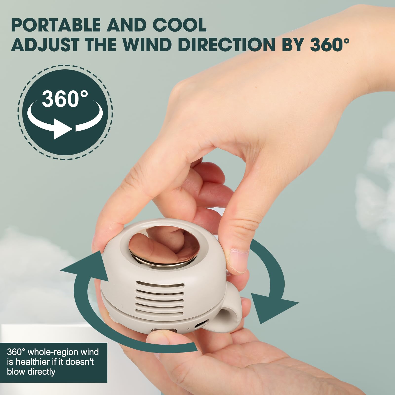 Small Clip Fan, Personal Waist Fans,Portable Silent Mini Bladeless Fan Clip On For Shirt,Hands-Free Personal Clip Fans 3 Speeds,