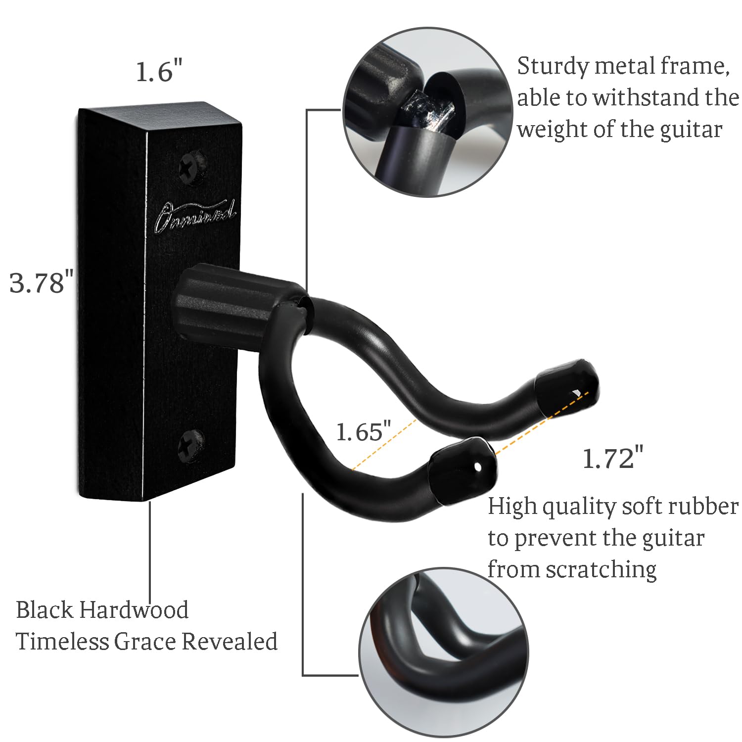 Ukulele Wall Mount Hanger, Black Hardwood U Shaped Ukulele Holder Hanger, Ukulele Wall Mount Hook For Ukulele Banjo Mandolin Con