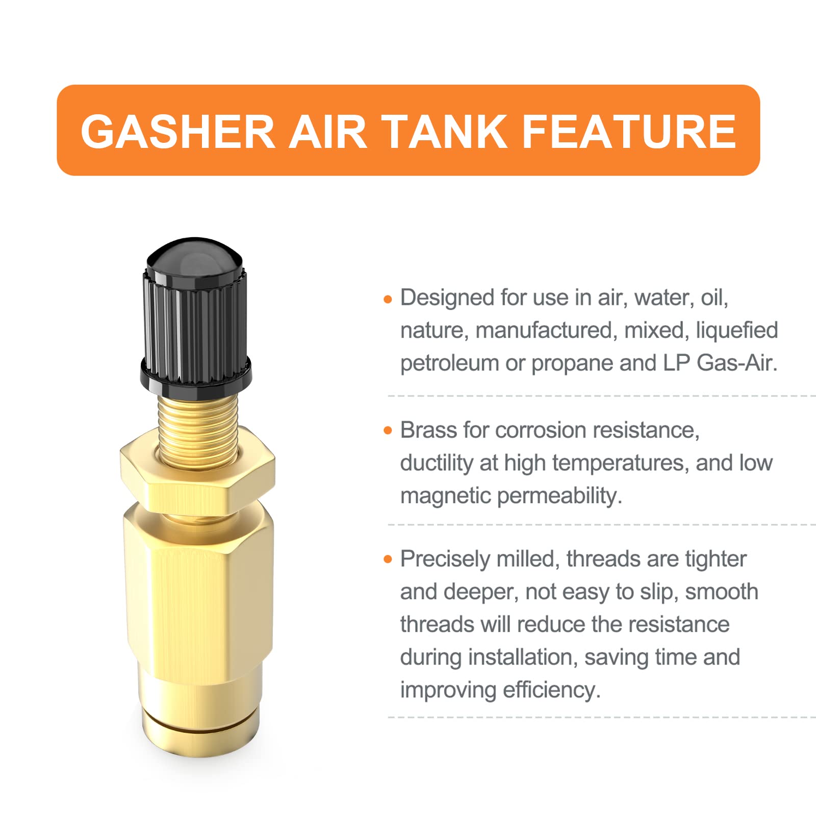 Gasher 10Pcs 1/4'' Brass Inflation Schrader Valve (Dot Approved) With Push Connection, 1/4'' Od Air Line Tubing, Air Line And Ai