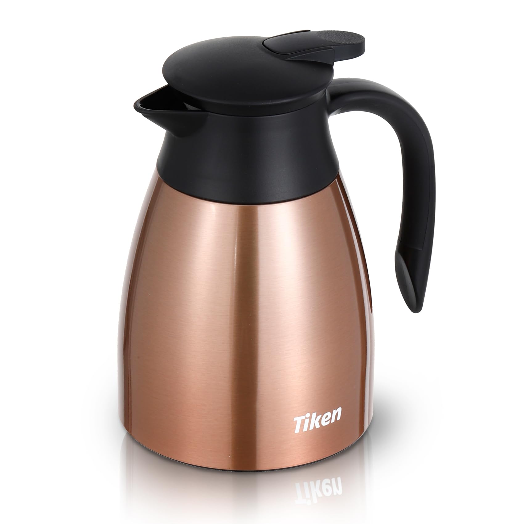 Tiken 34 Oz Thermal Coffee Carafe, Stainless Steel Insulated Vacuum Coffee Carafes For Keeping Hot, 1 Liter Beverage Dispenser (