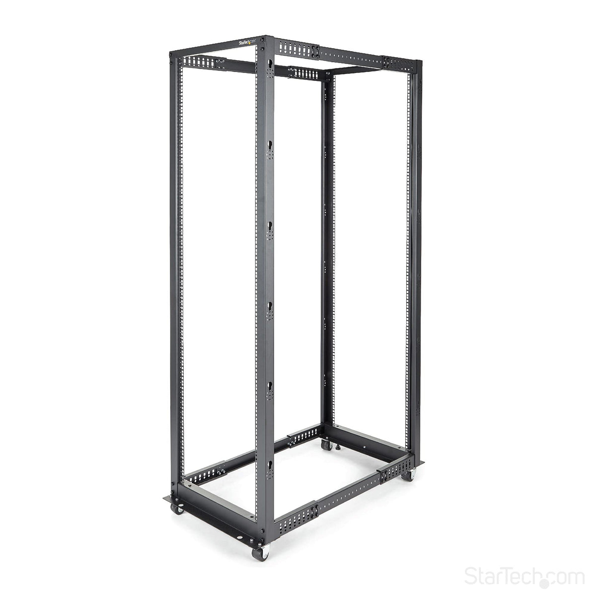 Startech.Com 4 Post 42U Mobile Open Frame Server Rack, 19In Network Rack With Wheels, Rolling Rack For Computer/Av/Data/It Equipment   Casters, Leveling Feet Or Floor Mounting (4Postrack42)