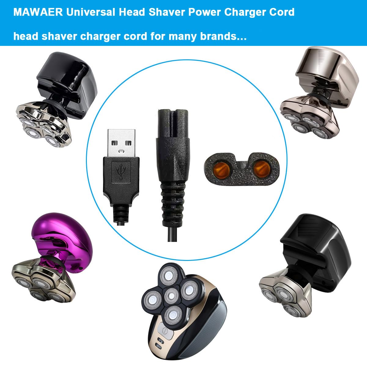 Mawaer Universal Head Shaver Power Charger Cord Compatible With Skull Shaer Freedomshaver And Some Brands., Head Shaver Charger