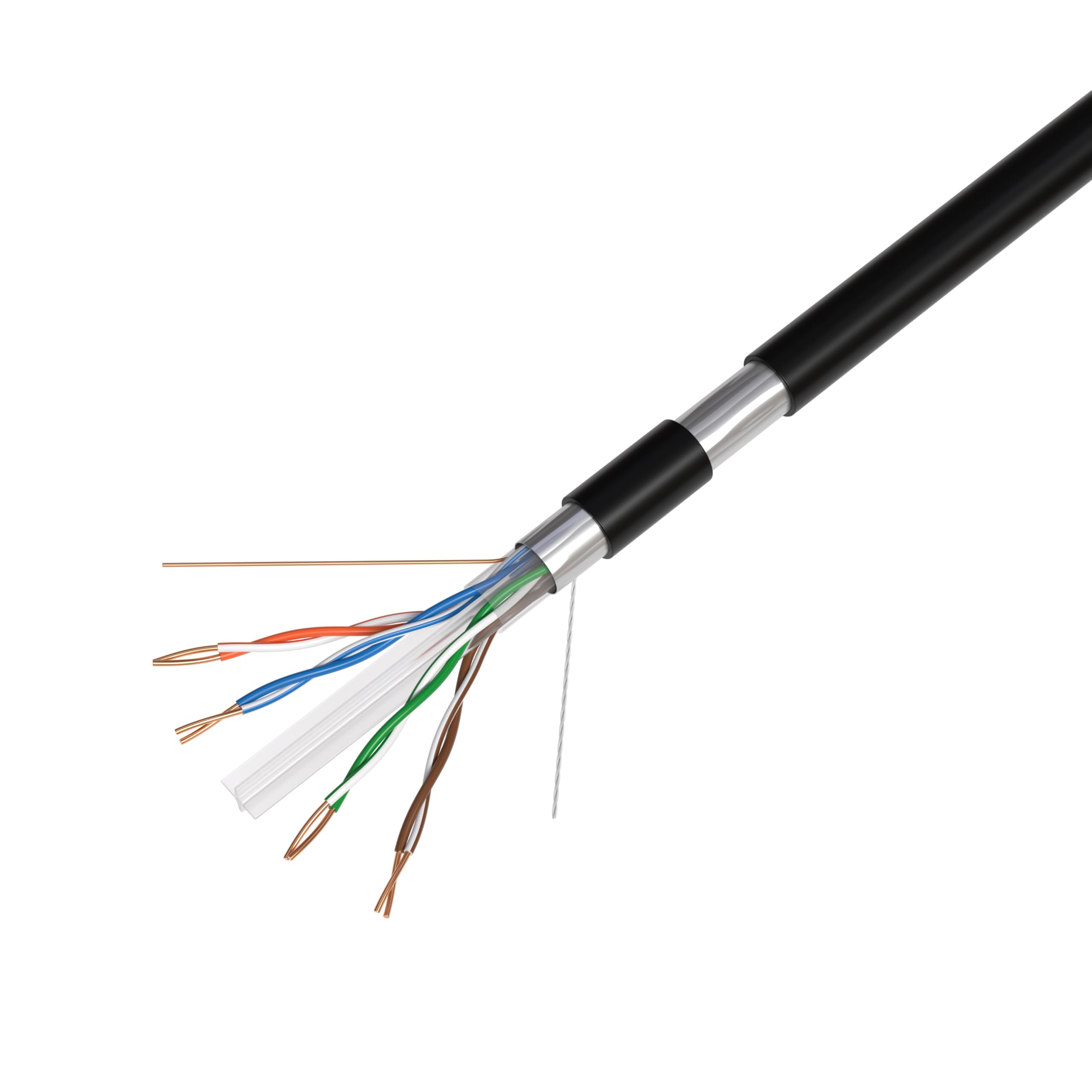 Cables Direct Online 500Ft Cat6 Outdoor Direct Burial Ftp Solid Cable 550Mhz Ethernet Lan Utp 23Awg Rj45 Network Wire Bulk Coppe