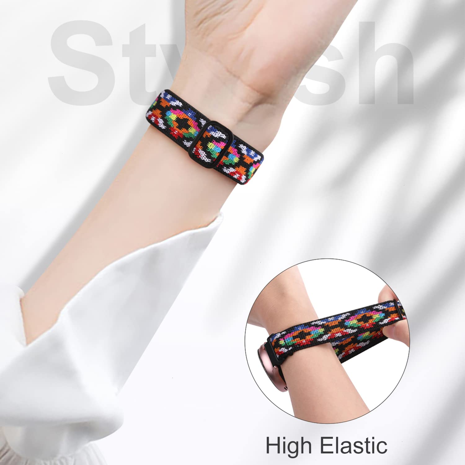 Lerobo Elastic Bands Compatible With Samsung Galaxy Watch Active 2 Bands/Galaxy Watch 4 Band & Galaxy Watch 5 Band 40Mm 44Mm/Galaxy Watch 5 Pro Bands 45Mm,20Mm Soft Adjustable Nylon Breathable Band