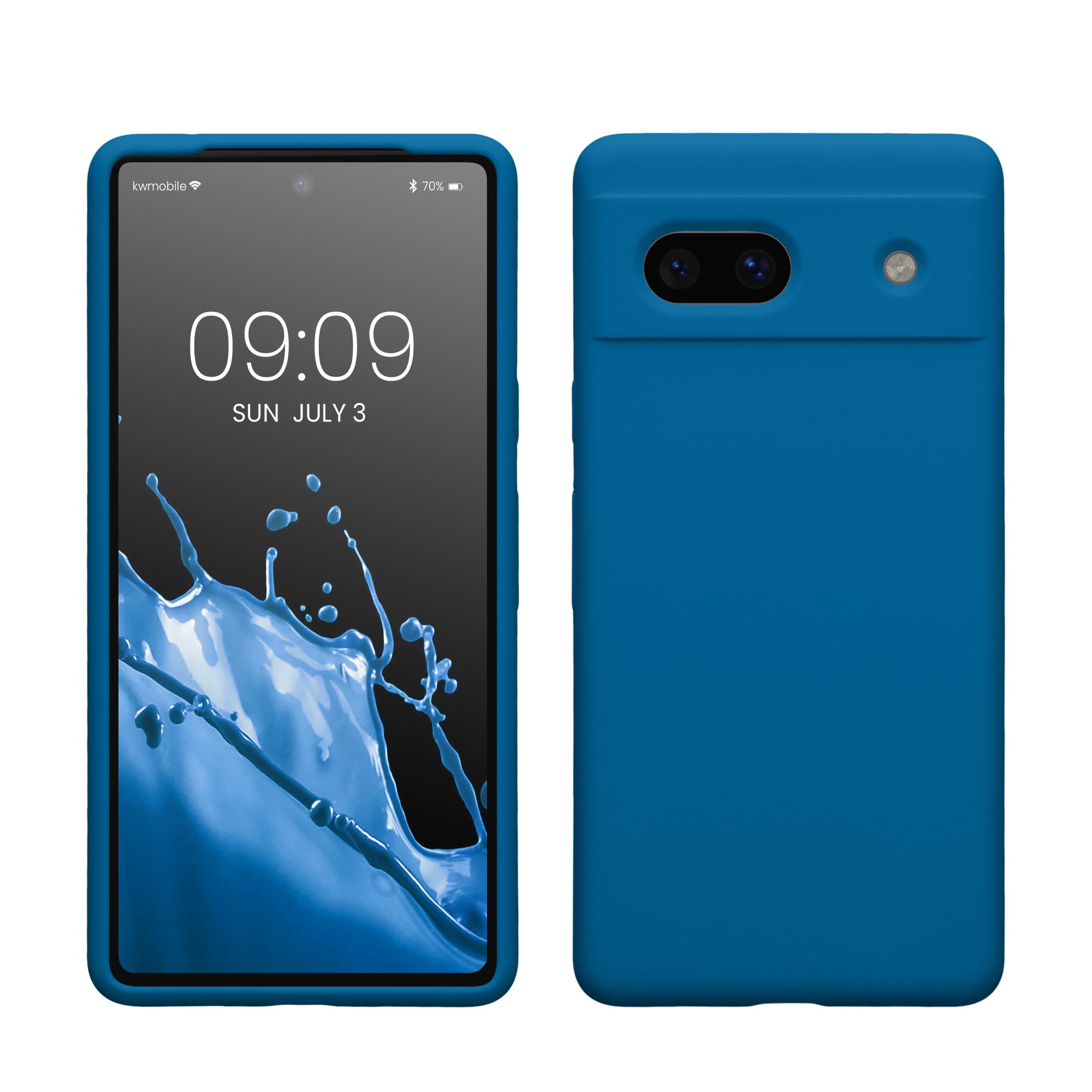 kwmobile Case Compatible with Google Pixel 7a Case - TPU Silicone Phone Cover with Soft Finish - Blue Reef