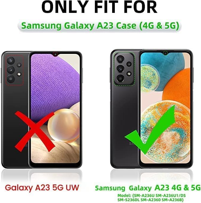 For Galaxy A23 5G/4G Case,Samsung A23 Case W/Tempered Glass Screen Protector(Full Coverage) [Full-Body][15Ft Mil-Grade][Built-In