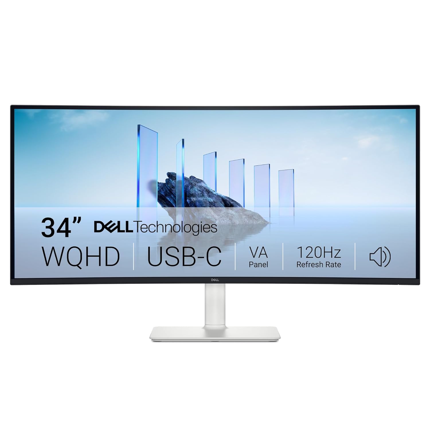 Dell 34 Plus USB-C Monitor - S3425DW, WQHD (3440x1440), 21:9 Curved, 120Hz, VA, 1ms, AMD FreeSync Premium, HDR10, Height Adjustm