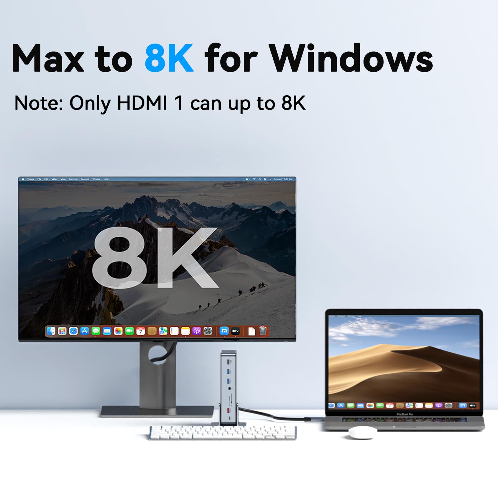 4Urpc Displaylink Docking Station Triple 4K Monitor With 120W Power Adapter, Laptop Dock For Macbook Pro/Air, Thunderbolt 4/3, U