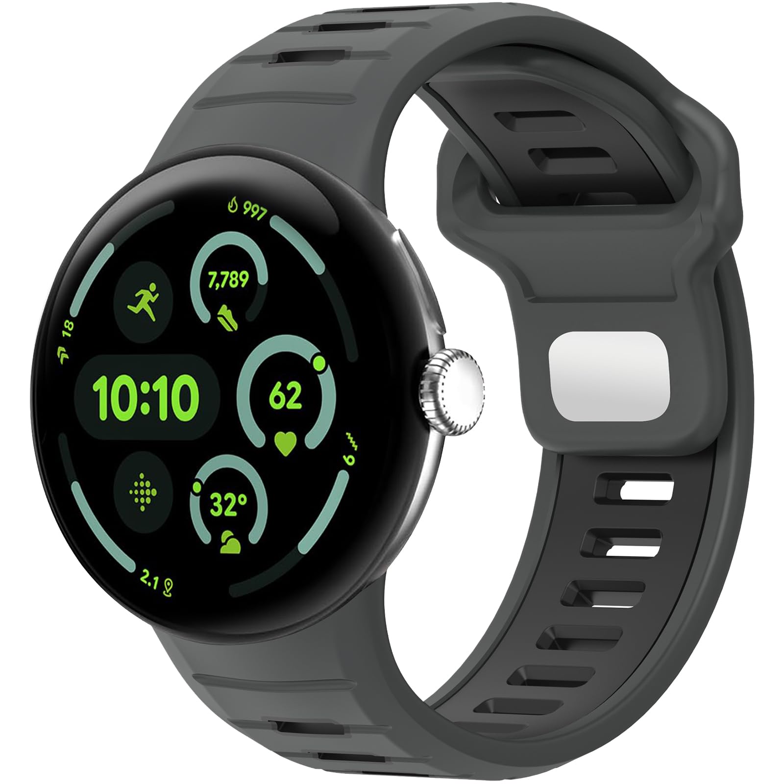 Miimall Rugged Bands Compatible for Google Pixel Watch 4 (2025)/3 45mm Band, Mens Silicone Sport Strap Waterproof Loop Heavy Du