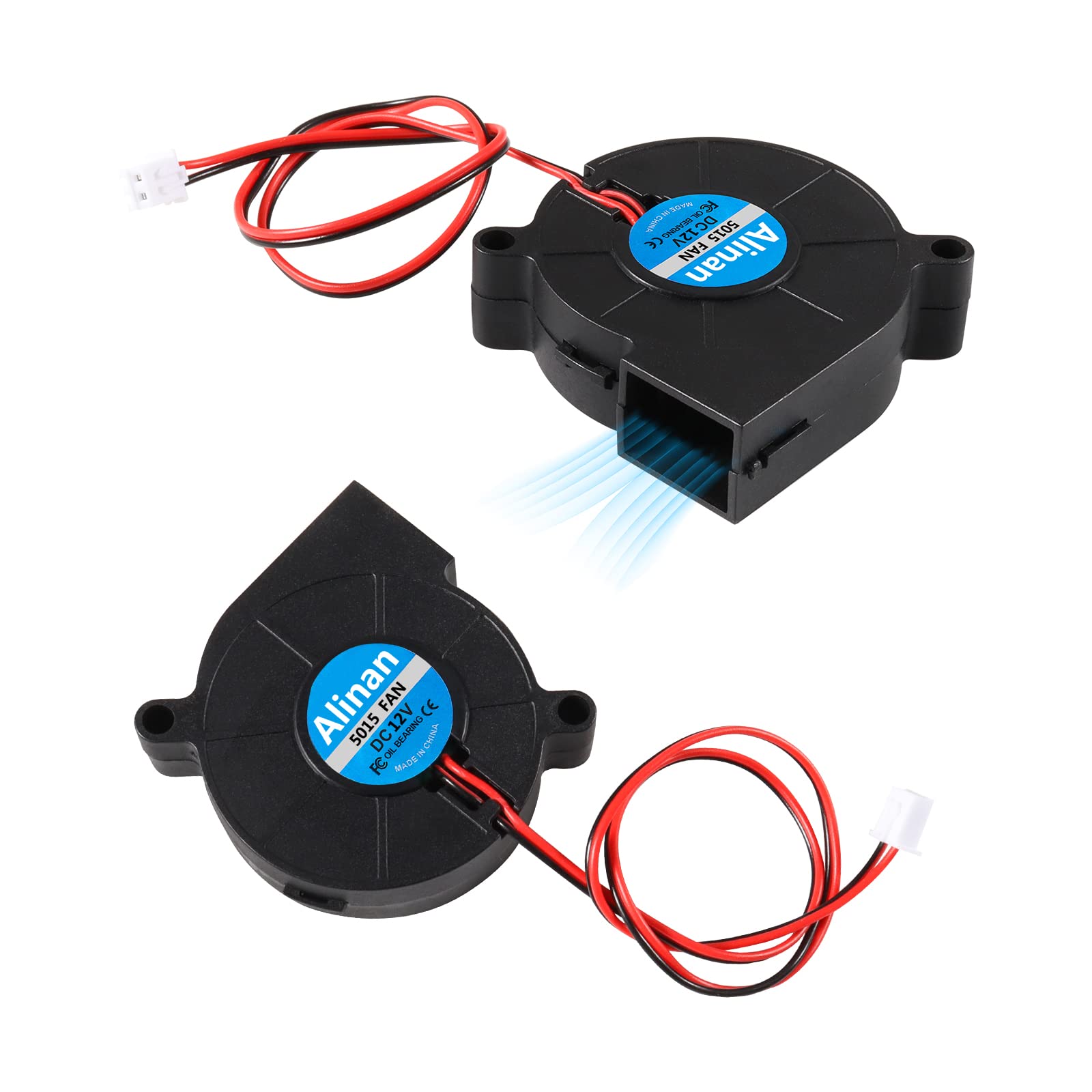 Alinan 6Pcs 5015 12V Brushless Cooling Blower Fan 50 * 50 * 15Mm Cable Length 30Cm Dual Ball Bearing 2Pin Terninal