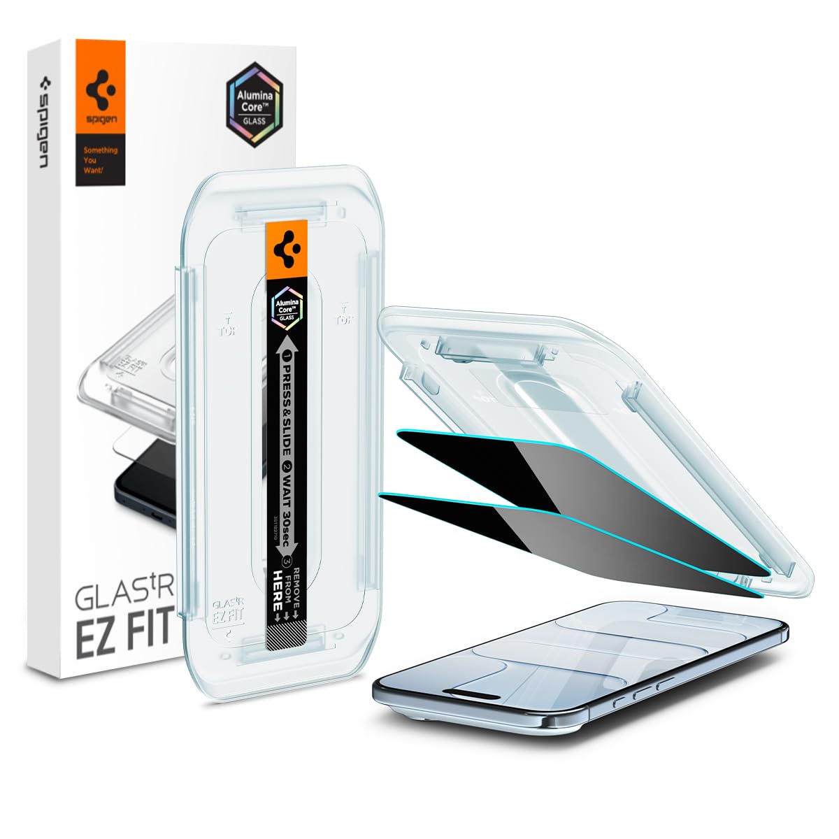 Spigen AluminaCore Tempered Glass Screen Protector [Glas.tR EZ Fit - Privacy] designed for iPhone Air [2 Pack] 9H+ Hardness, Alu