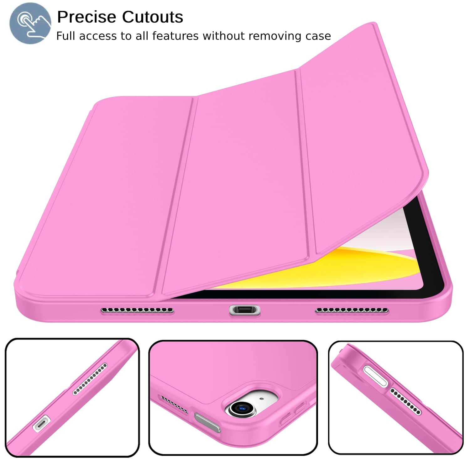 Imieet New Ipad (A16) 11Th Generation Case 11 Inch 2025, Ipad 10Th Generation Case 2022 10.9 Inch With Pencil Holder, Trifold Stand Smart Cover With Soft Tpu Back,Auto Wake/Sleep(Peach Red)