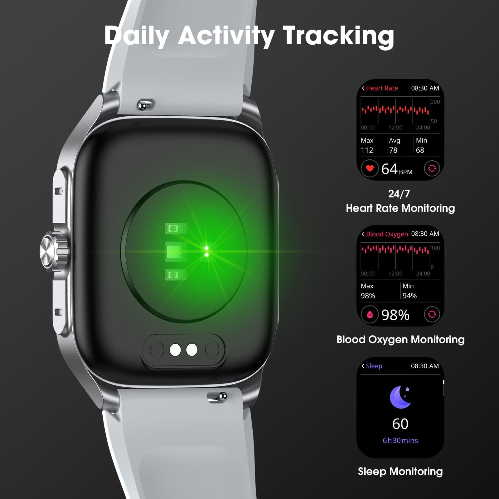 Eurans Smart Watch Classic Style For Men, Metal Watch, 14 Days Battery Heart Rate Step Counter No App/Phone Required, 10 Meters