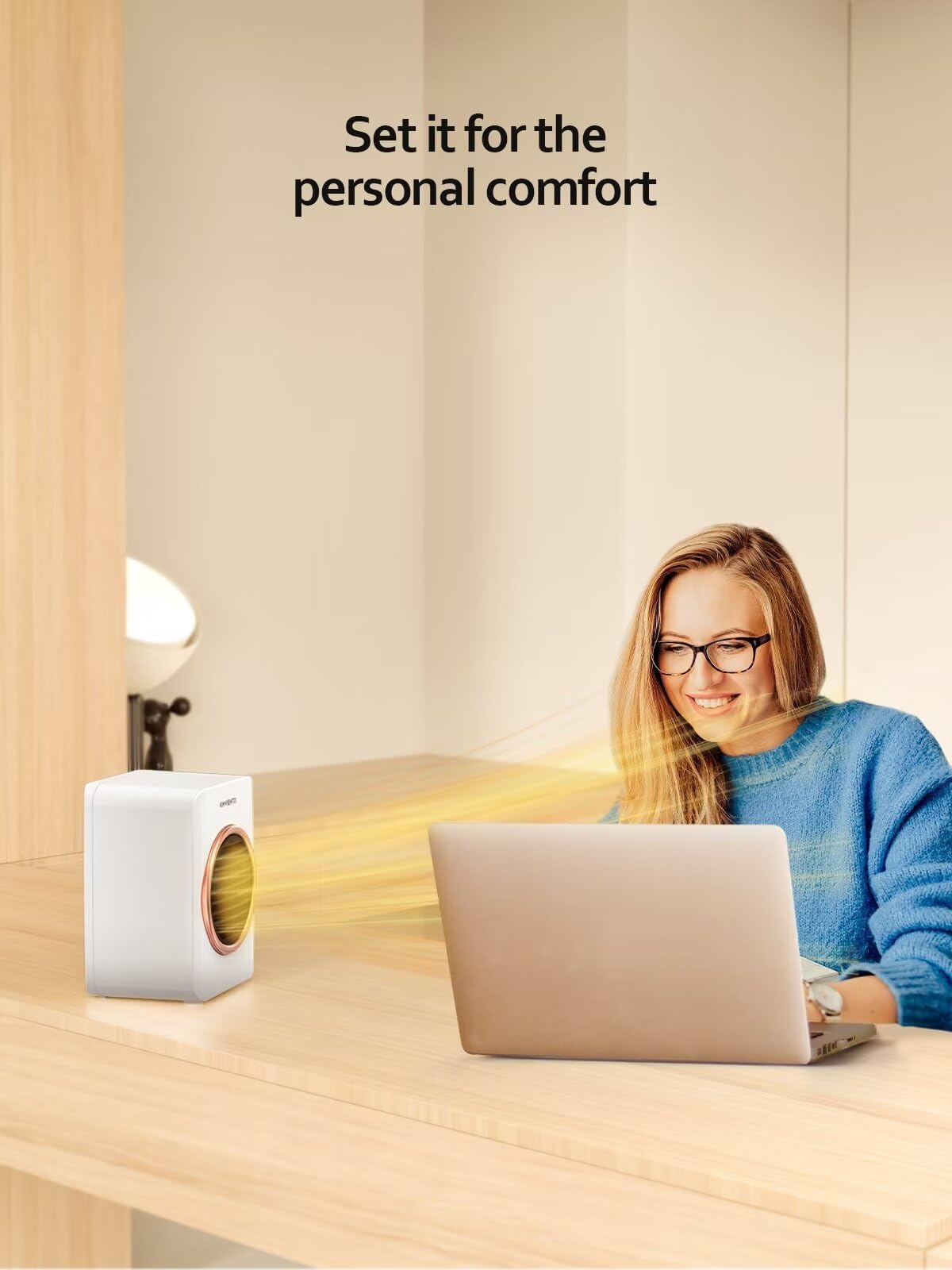 Small Space Heater For Office Home, 350W Ceramic Electric Heater With Tip Over And Overheat Protection, Fast Safety Heat Persona