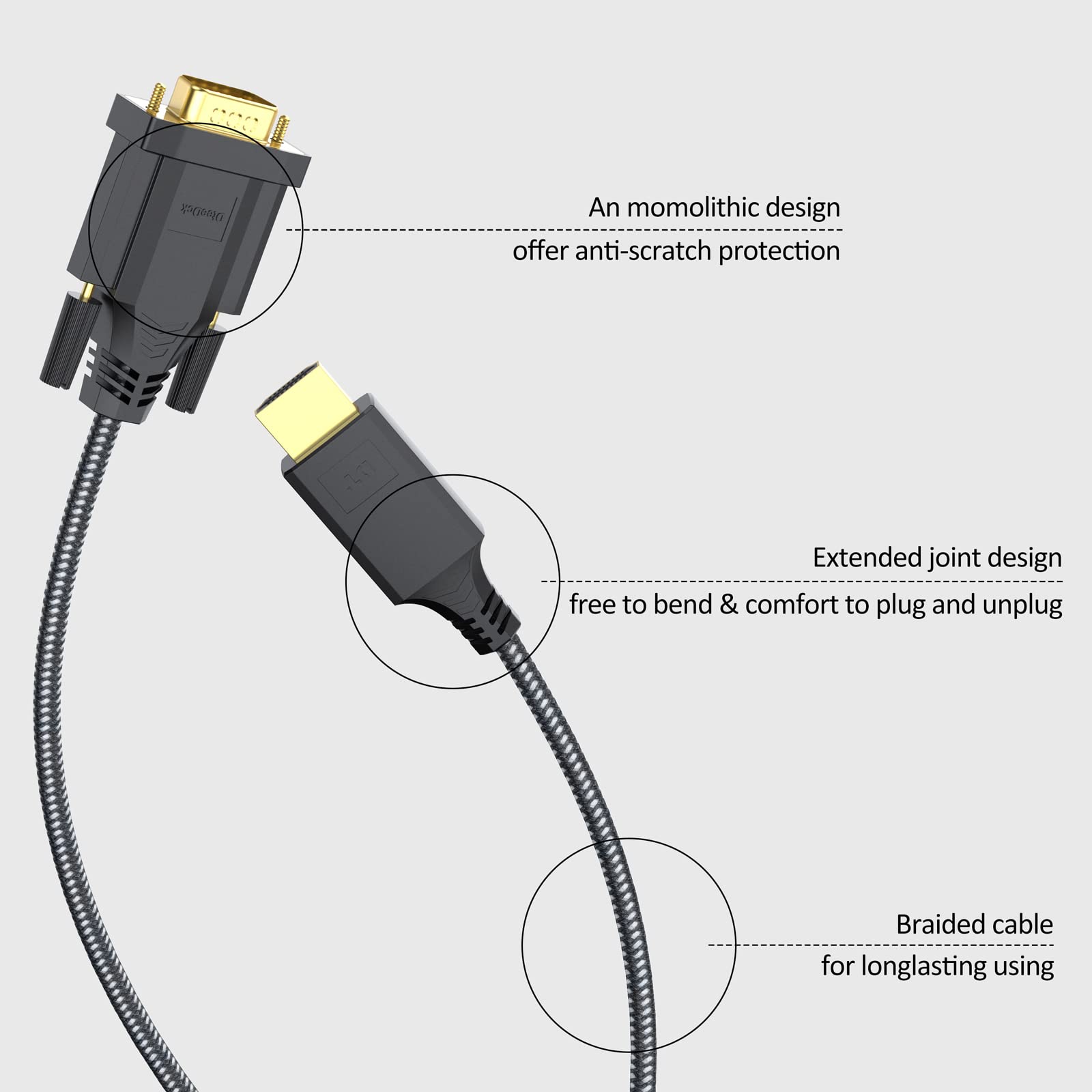 Dteedck Hdmi To Vga Cable 6Ft Male To Male Active Adapter Cord Gold Plated Connector Converter Connect Laptop Desktop To Monitor