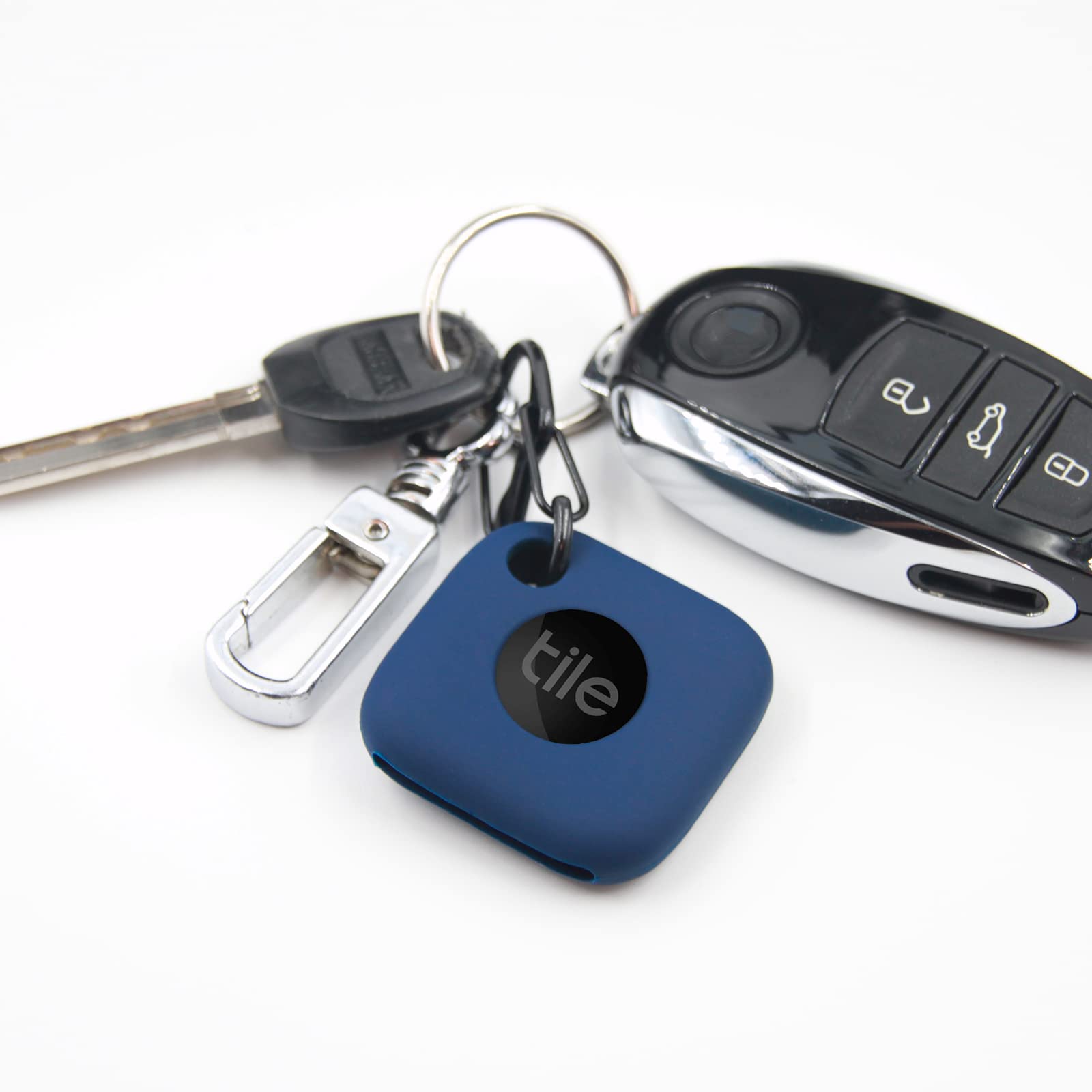 Silicone Case For Tile Mate 2022 With Keychains, 2 Pack Anti Scratch Protective Cover With Carabiner (Navy/White)