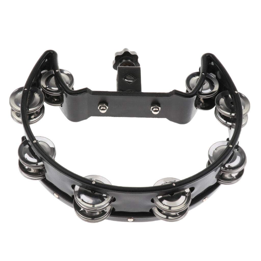 Portable Tambourine Rattle 4 Pairs of Stainless Steel Jingles for Gift Black