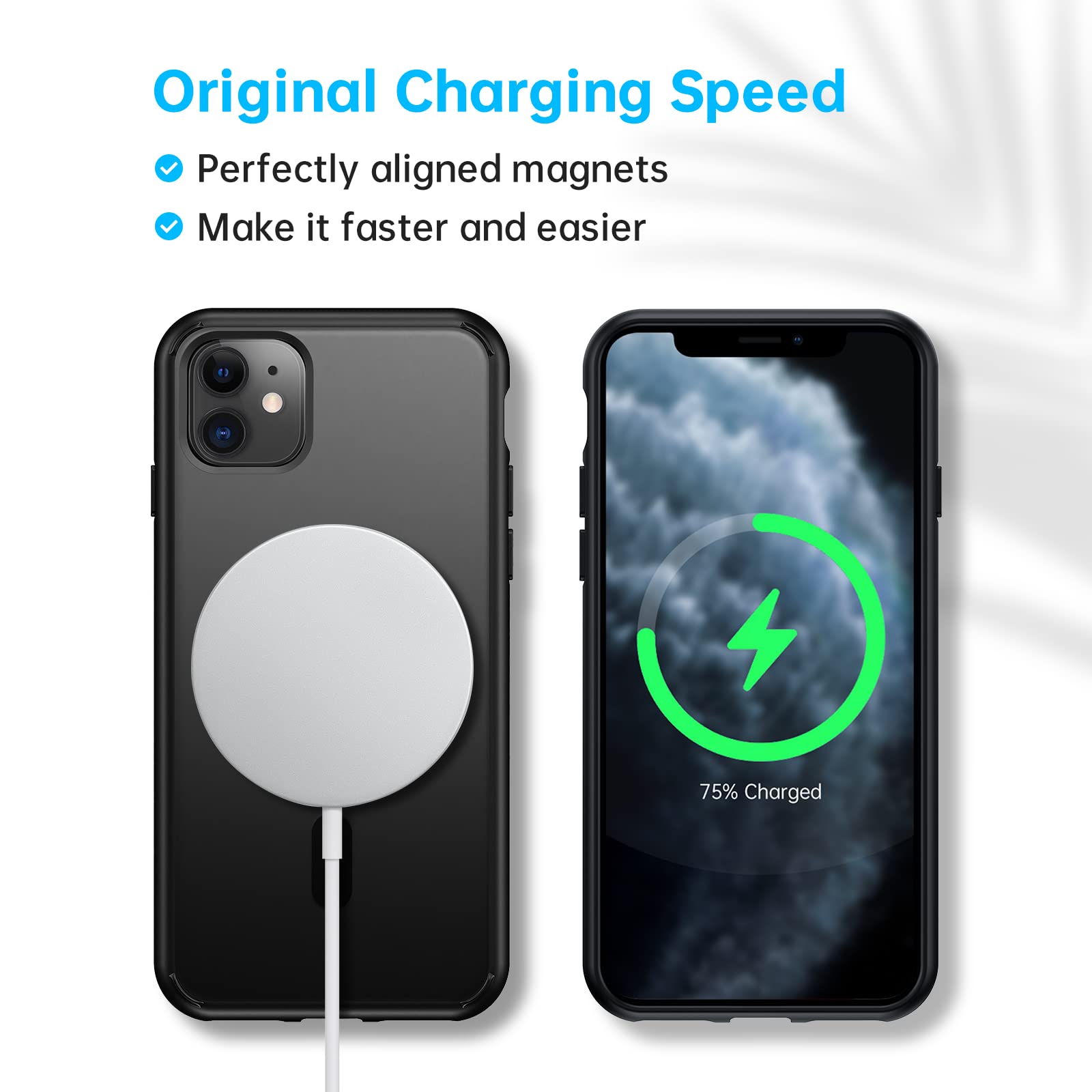 Meifigno Magnetic Case For Iphone 11 Case, [Military Grade Drop Tested & Comaptible With Magsafe], Translucent Matte Pc With Sof