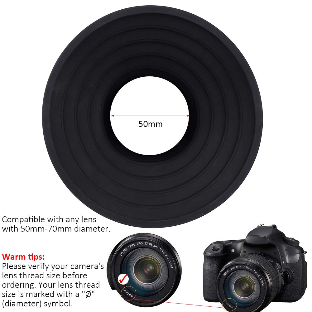 Easy Hood Anti-Reflective Collapsible Silicone Rubber Lens Hood 50mm Black