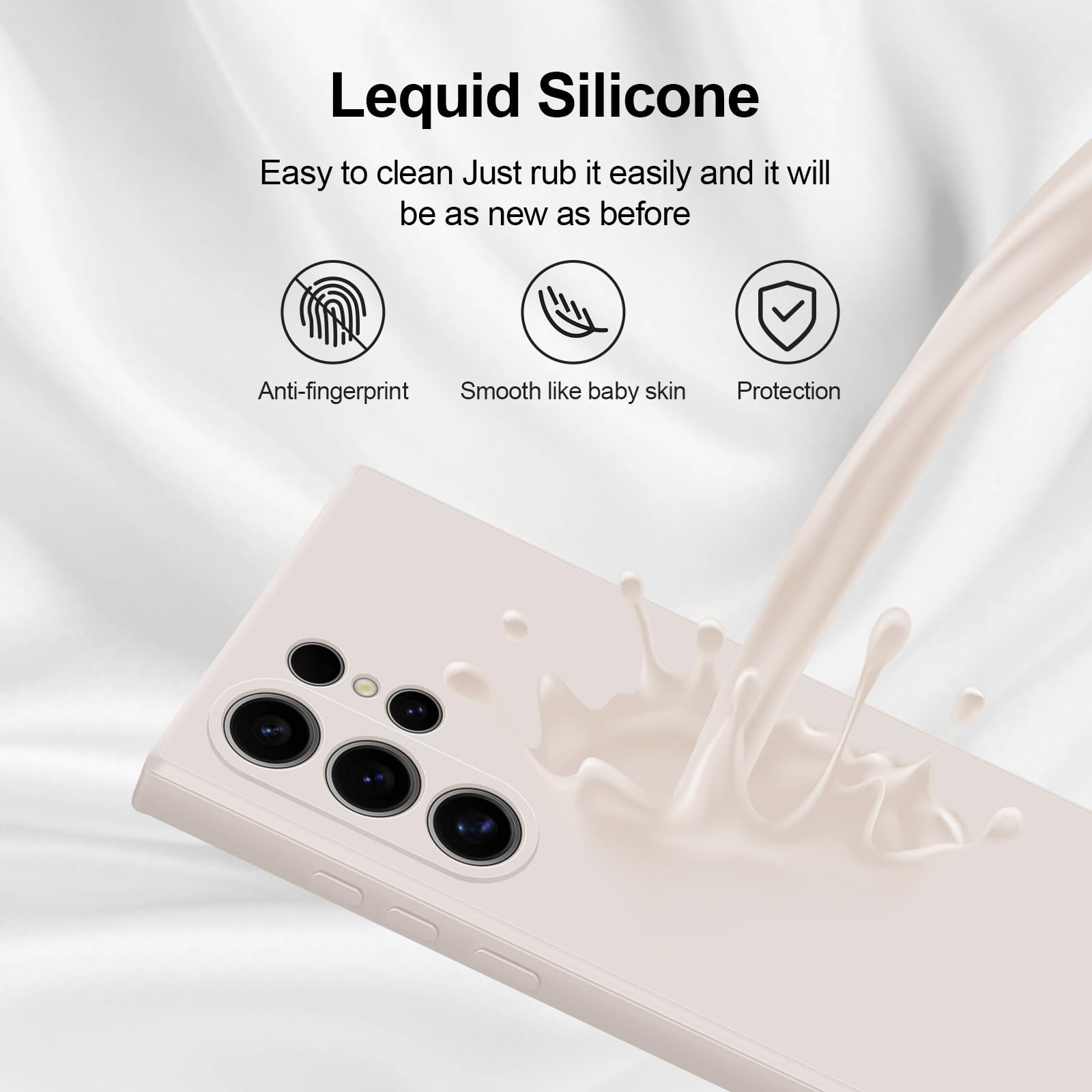 Giiyoon Silicone Case Compatible With Samsung Galaxy S24 Ultra, Full Body Silky Soft Touch Phone Case With Camera Protection, Sh