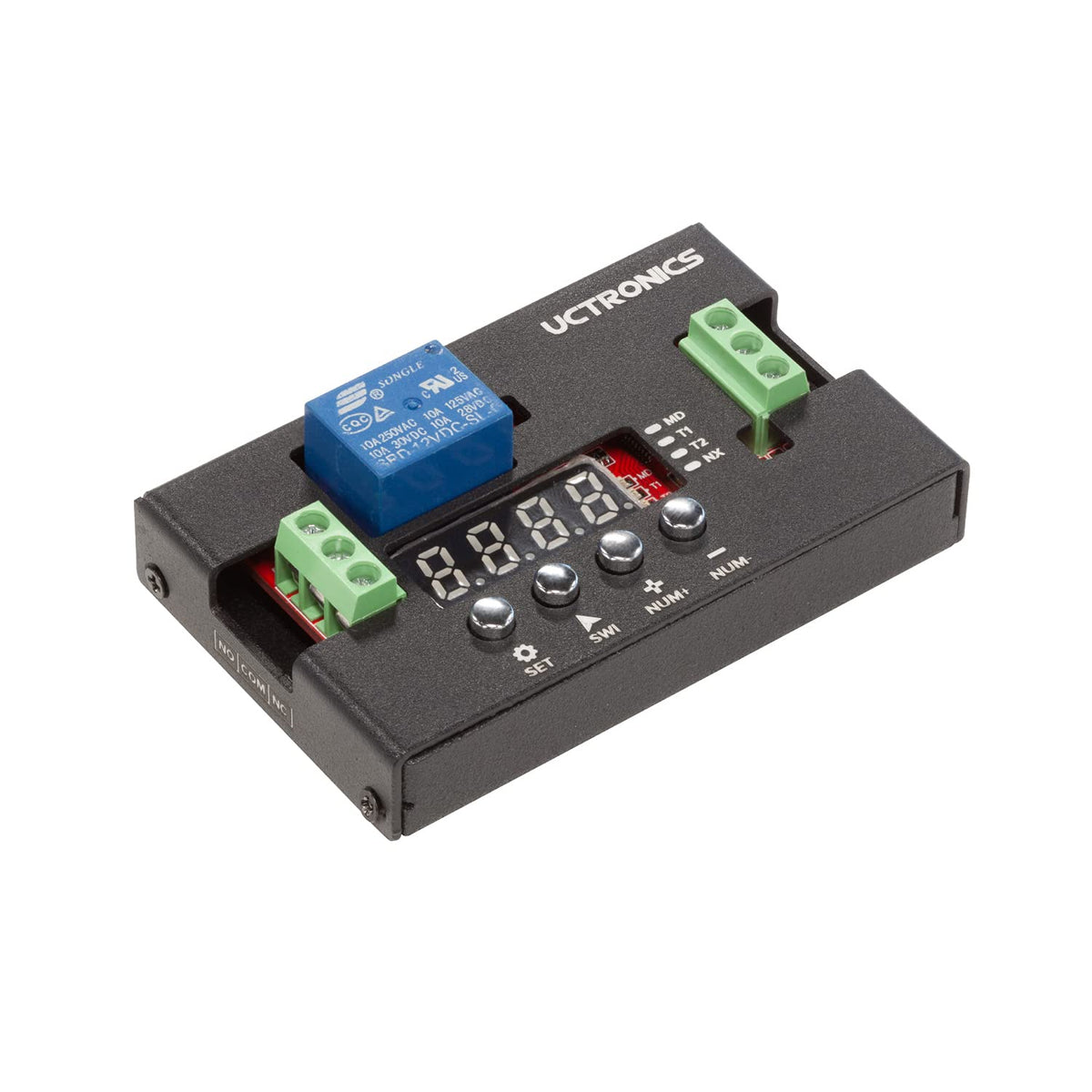 Uctronics Dc 12V Programmable Time Delay Relay Module With Metal Enclosure, On Delay And Off Delay Timer For Automobile, Raspber