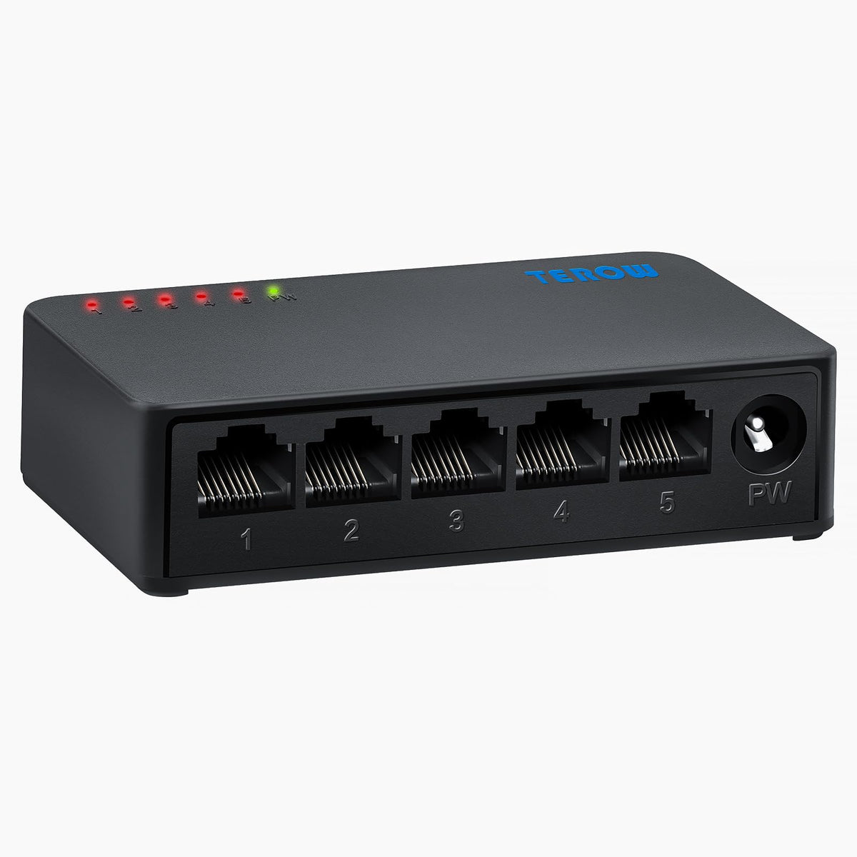 Terow 5 Port Gigabit Unmanaged Network Switch, Portable Switch | Plug & Play | Fanless Housing, Black