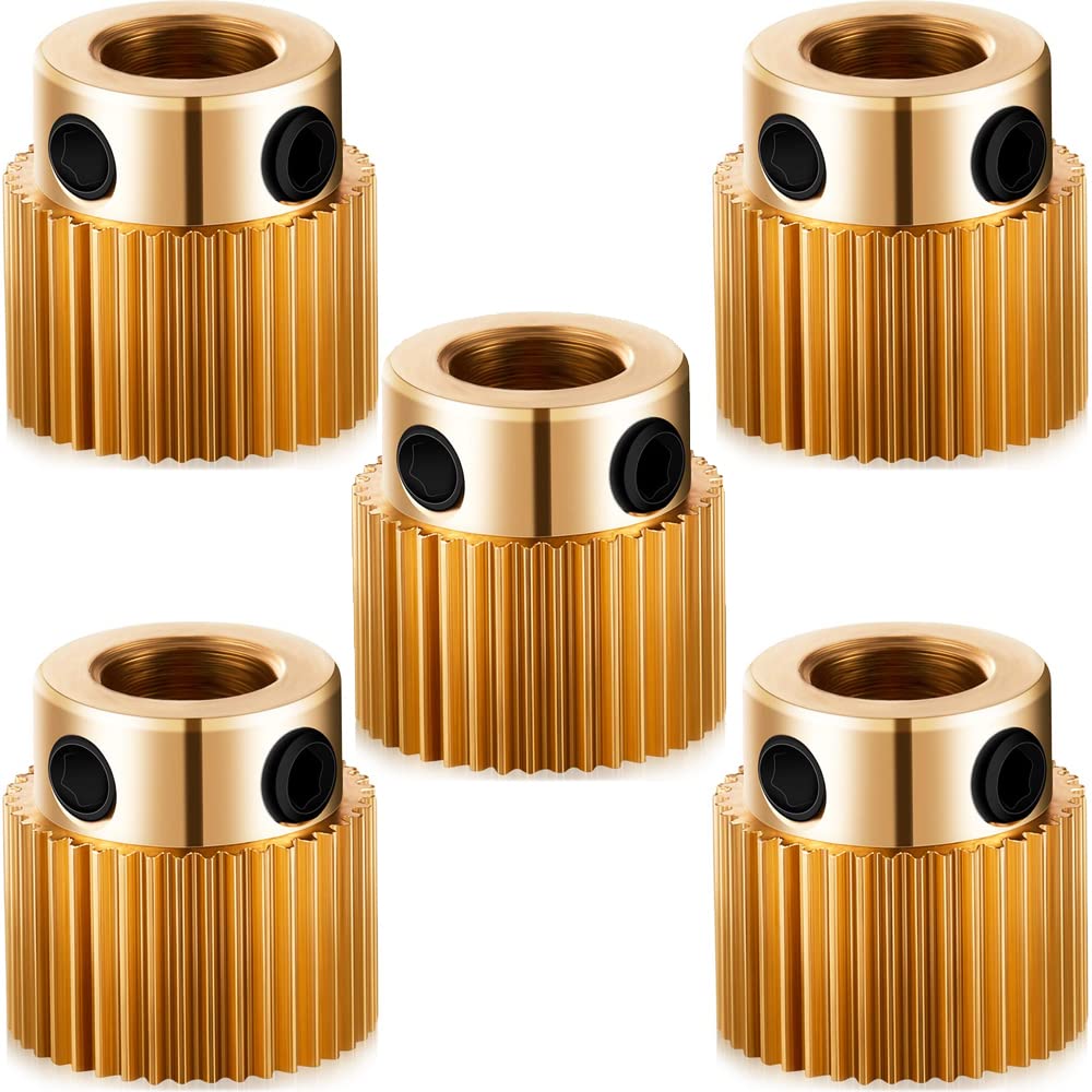 Mmobiel 5 Pcs 40 Teeth Brass Extruder Drive Gear Wheel Compatible With Creality 3D Printer Ender 3 V2/ Ender 3/ Ender 3 Pro/Ende
