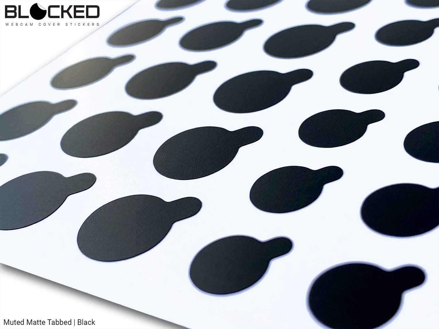 Blocked Webcam/Camera Vinyl Covers | Low Tack Restickable Webcam Sticker | Multiple Sizes | Black 57 Pack Tabbed (Muted Matte)