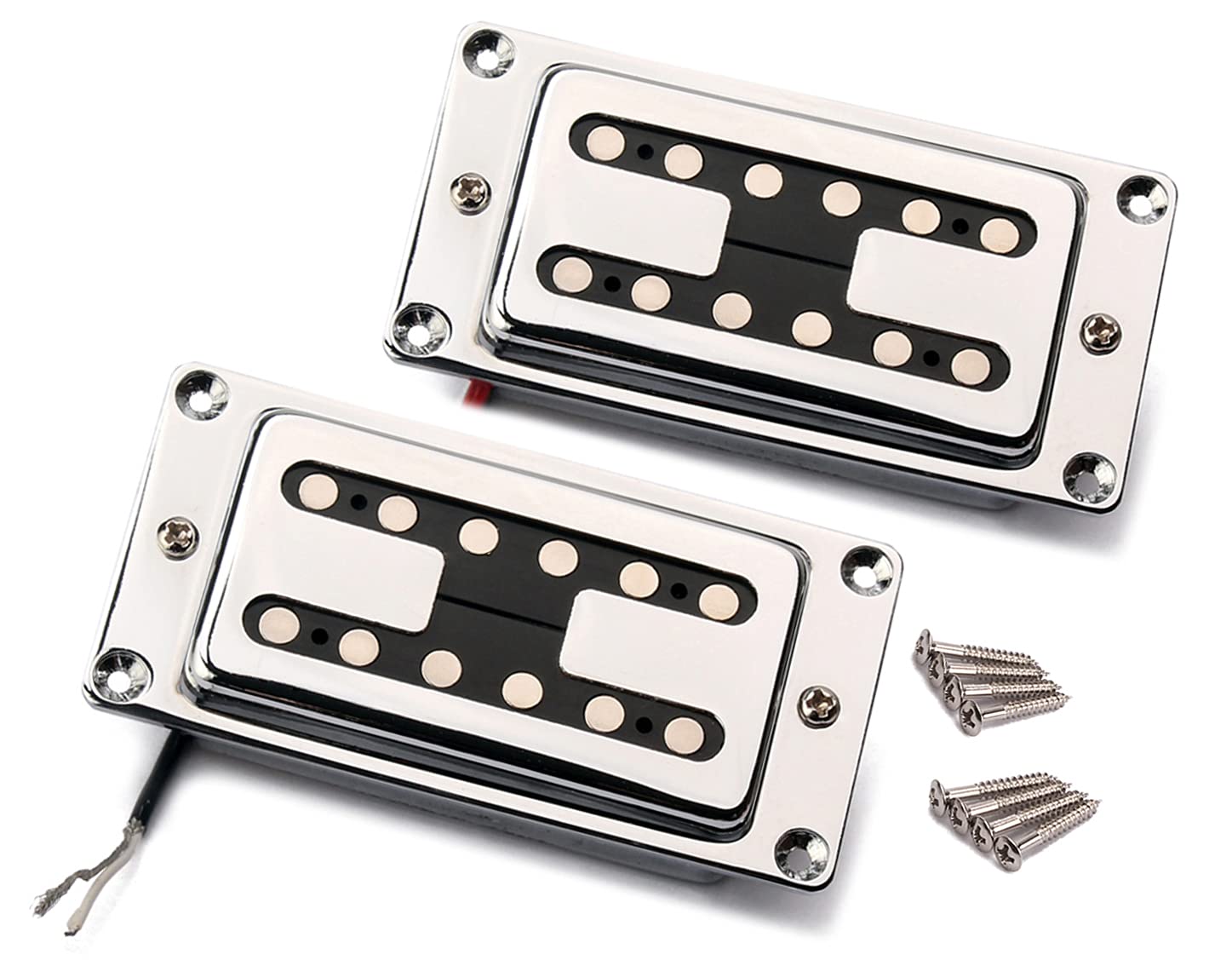 LAMSAM Open Style Humbucker Pickup Set, Double Coil Pick ups with Strong Ceramic Magnets Fit for Playing Hard Metal, Electric Gu