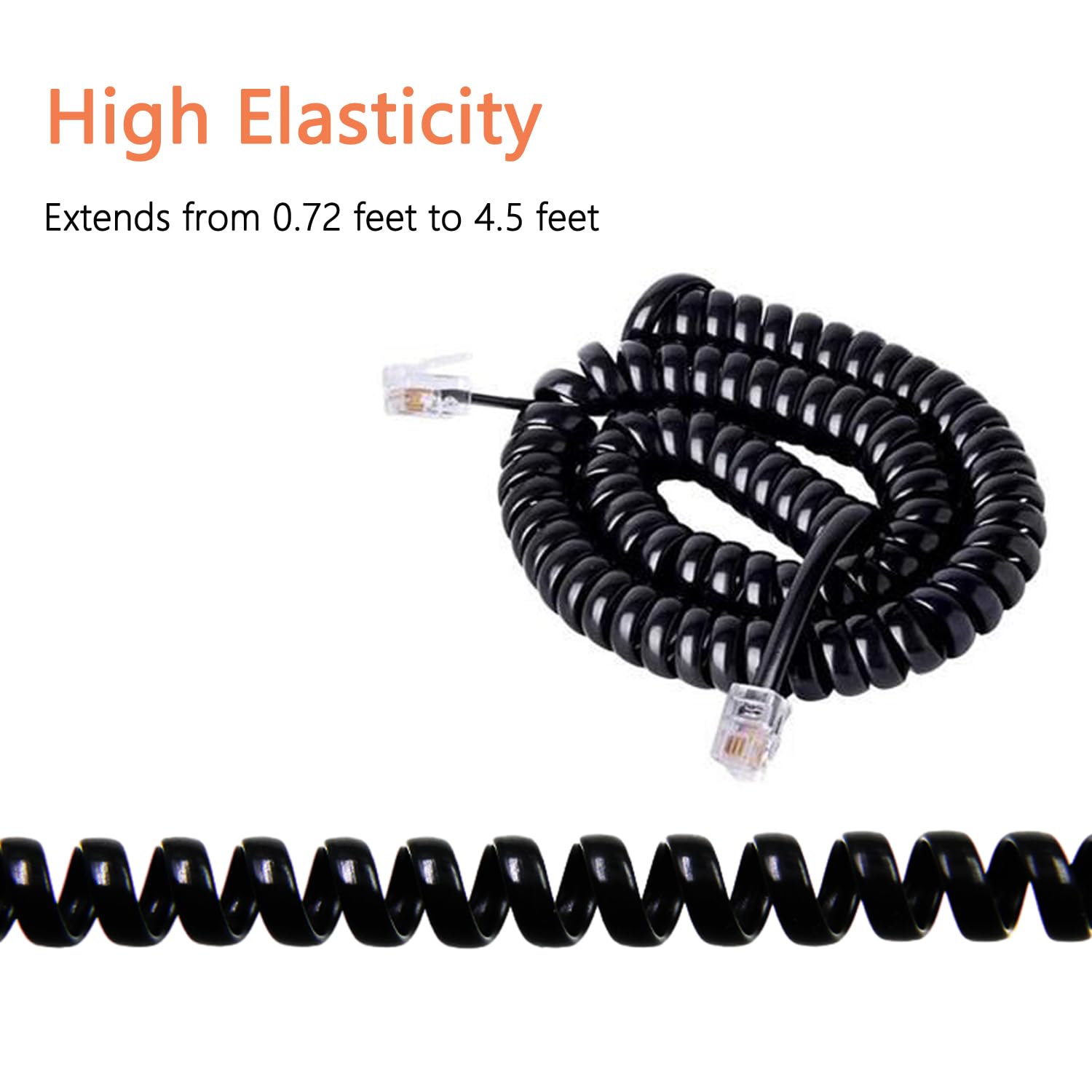 Lativu Phone Cord For Landline, 5 Pack Telephone Cord, Phone Line Cord 4.5 Ft Uncoiled (0.72 Ft Coiled), Rj9 4P4C Phone Handset