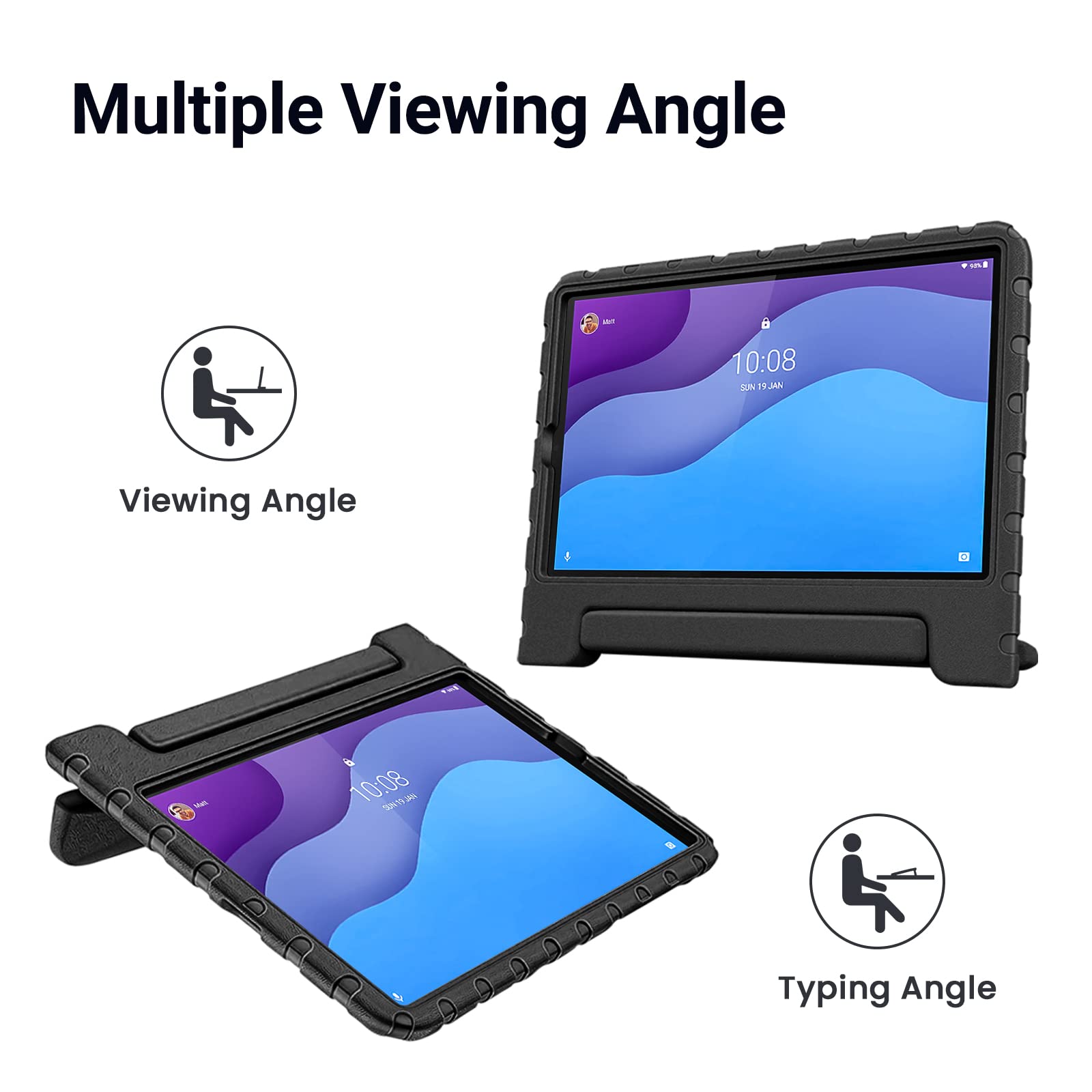 Simpleway Case Kids For Lenovo Tab M10 Hd (2Nd Gen) 10.1  2020 Case Model Tb-X306X/Tb-X306F,Shockproof Lightweight Handle Stand