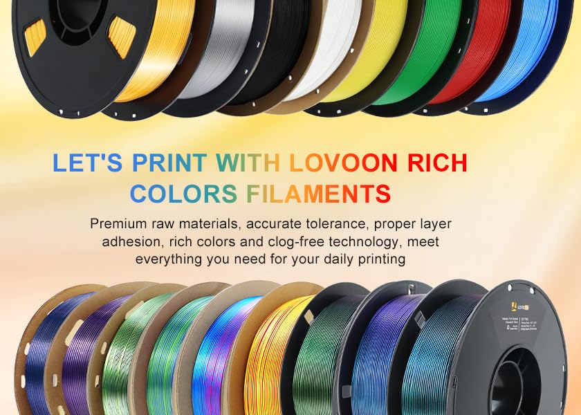 Lovoon 3D Printer Filament Silk Gold, Pla Filament 1.75Mm Shiny Silk Gold, Silky Gold Pla Surface, Easy To Print For 3D Printers