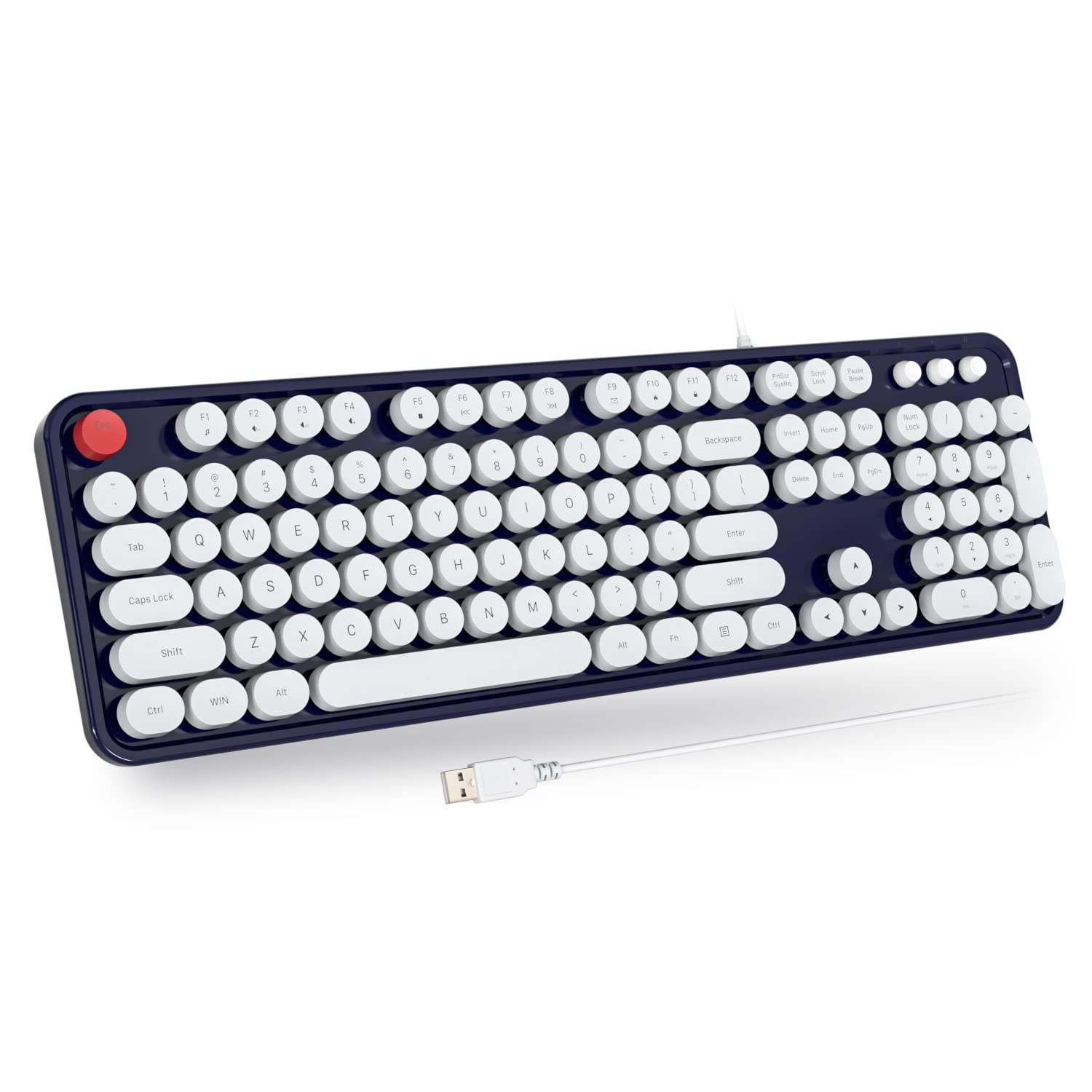 Atelus Computer Keyboards Wired, Full Size Typewriter Keyboard With Number Pad, Plug Play Usb Keyboard For Pc Laptop Desktop Win