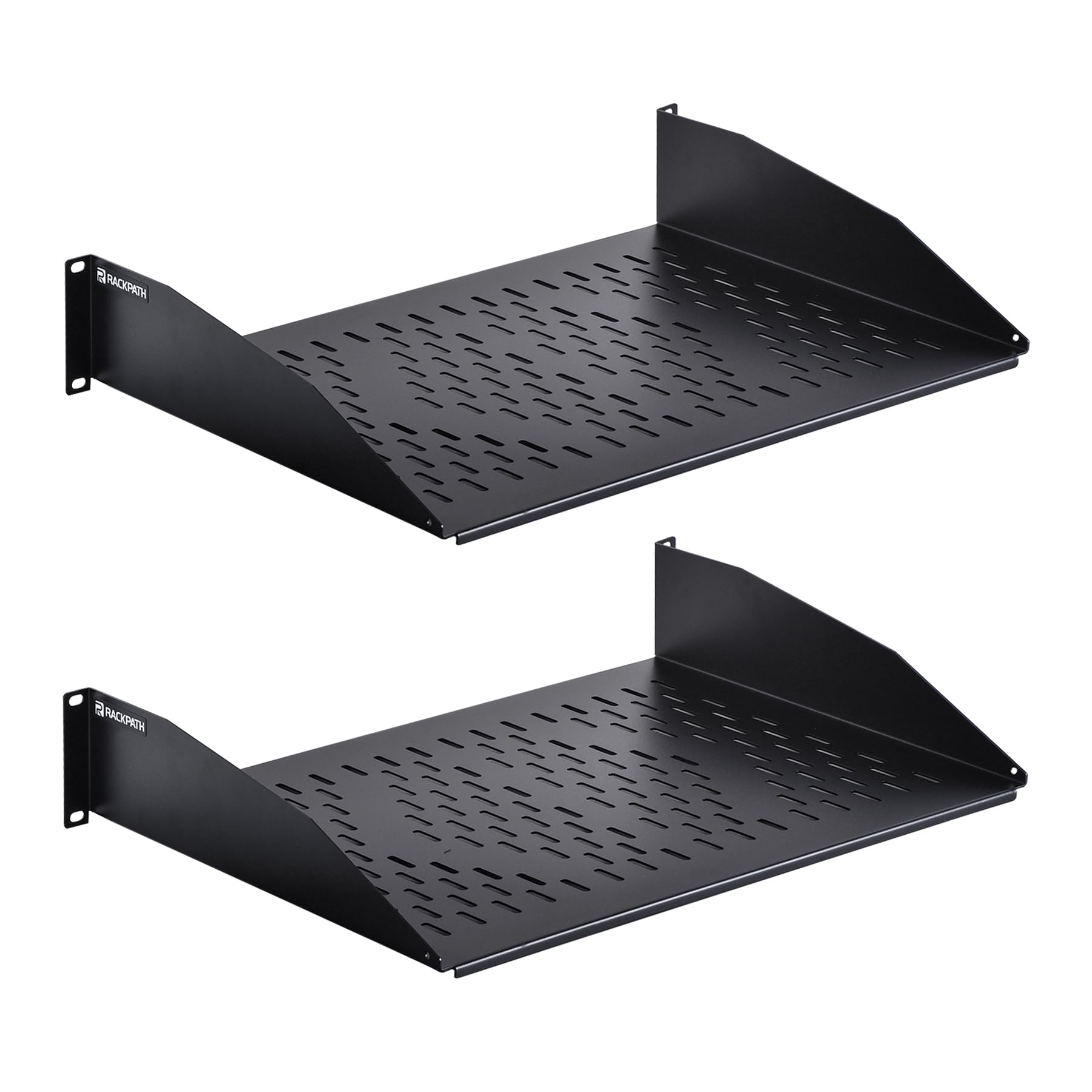 RackPath 2U Cantilever Universal Rack Shelf  14in Deep  Rackmount Shelf for 19 AV/Network Equipment Racks  55lbs Capacity  2